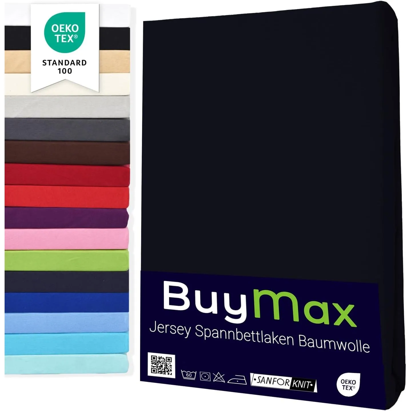 Buymax Spannbettlaken 200x200cm Doppelpack 100% Baumwolle Spannbetttuch Bettlaken Jersey, Matratzenhöhe bis 25 cm, Farb…