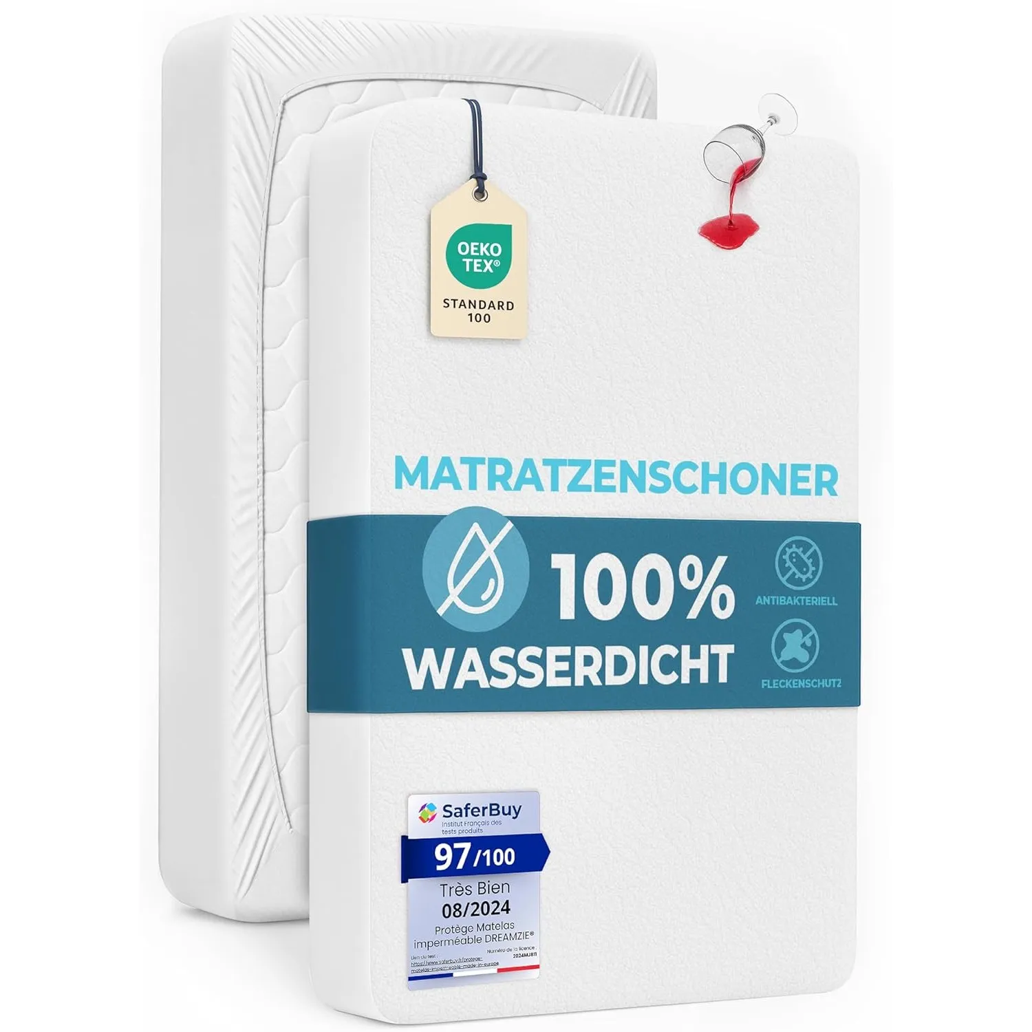 Dreamzie Matratzenschoner 160x200 cm Wasserdicht - Matratzenschutz Weich, Hypoallergen und Atmungsaktiv – Oeko-Tex Zert…