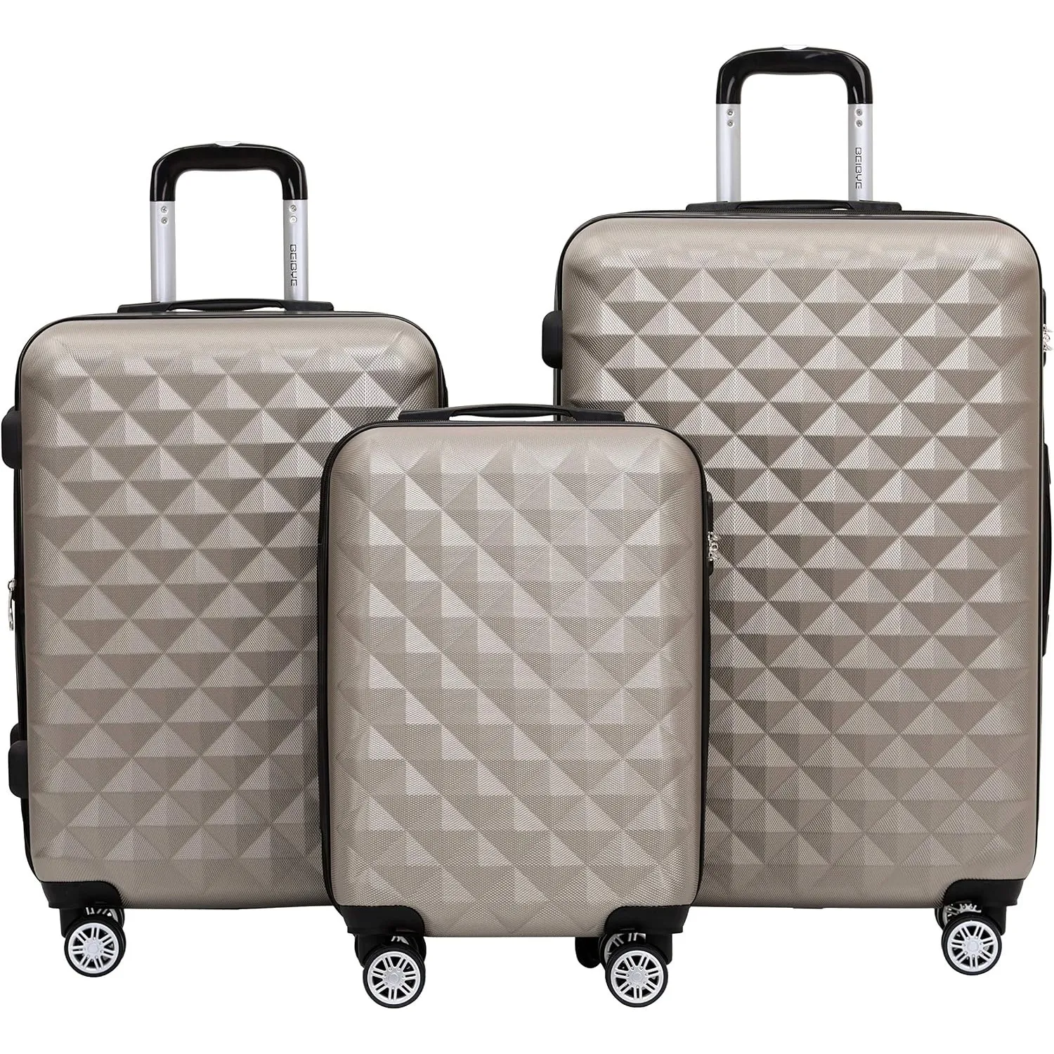 BEIBYE Kofferset 4 Zwillingsrollen Hartschale Trolley Koffer Reisekoffer Reisekofferset Gepäckset in 12 Farben (Champag…