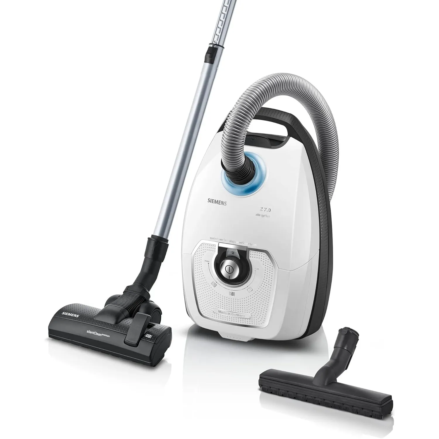 Siemens Staubsauger mit Beutel Z 7.0 VSZ7442S, ideal für Allergiker, Hygiene-Filter Plus, extrem leise, Bodendüse für P…