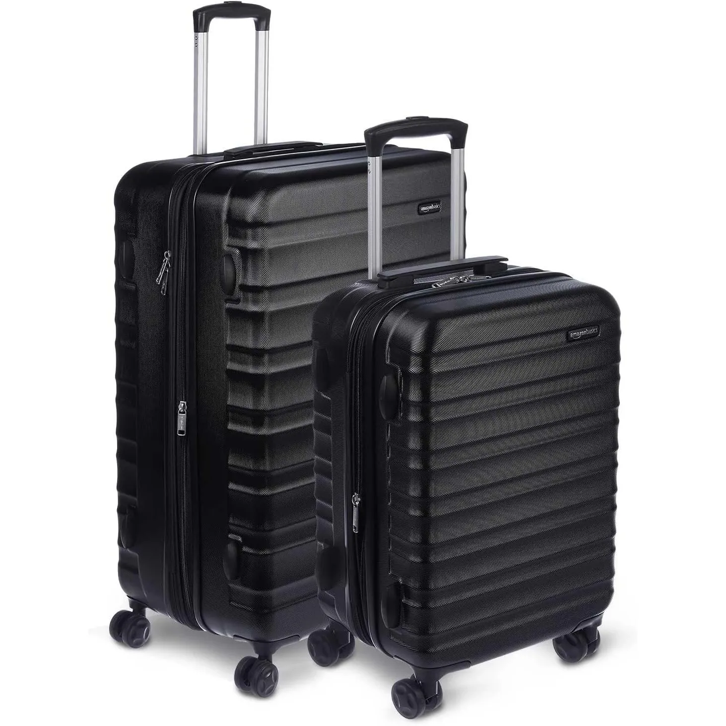 Amazon Basics Hartschalen-Koffer-Set (Klein + Groß), Erweiterbares ABS-Reisegepäck, 4 Doppel-Spinnerräder, Kratzfest, 5…