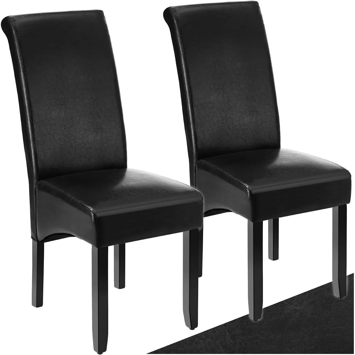tectake® 2er Set Stühle, Kunstleder Stuhl mit hoher Rückenlehne, ergonomische Form, perfekt für den Esstisch, als Esszi…
