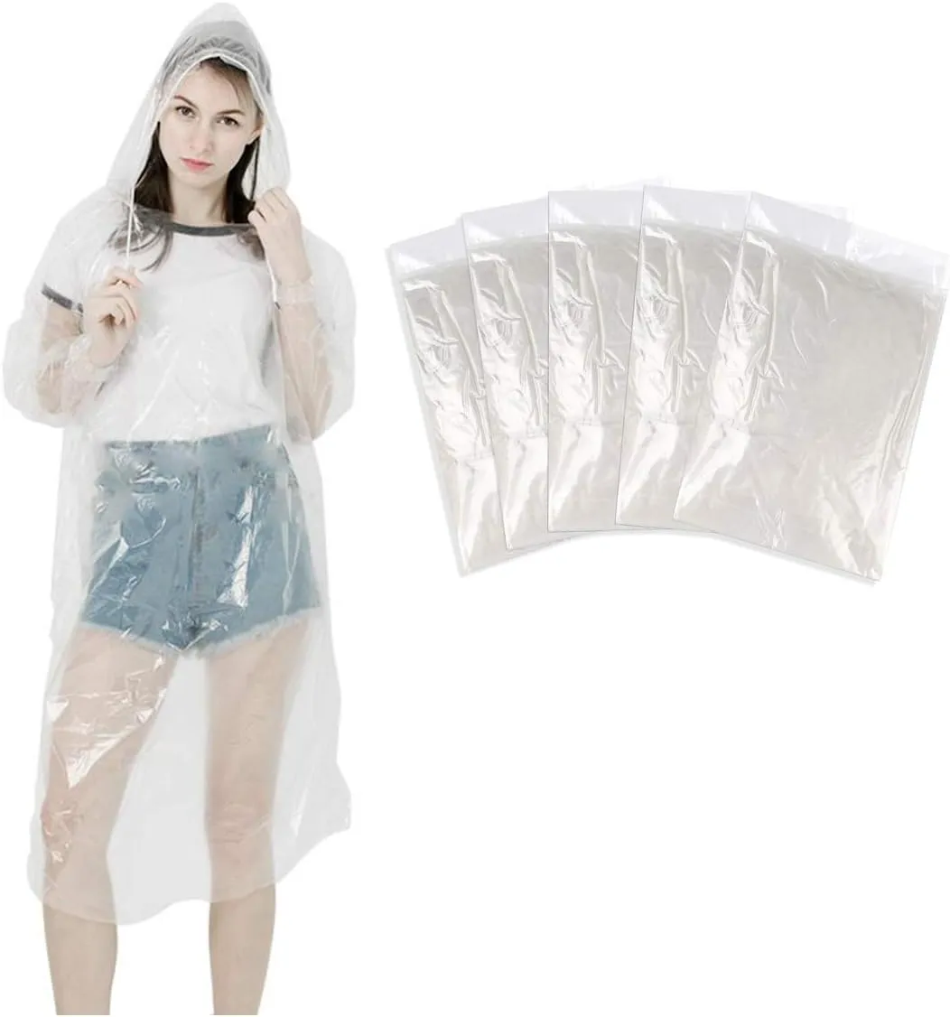 LEBEXY Transparent Rain Poncho Rain Cape Rain Coat Disposable Rain Poncho Cape with Hood for Festival Concert, PE, pack…