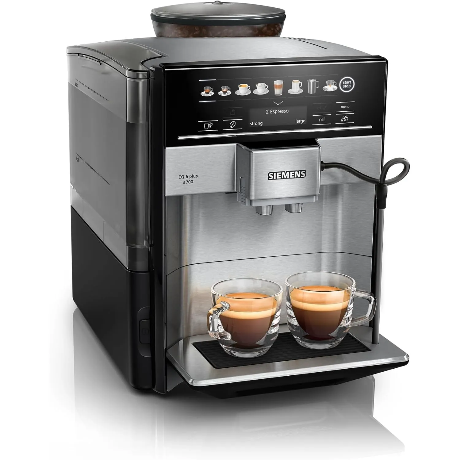 Siemens Kaffeevollautomat EQ6 plus s700, Milchsystem, 12 Getränke, automatische Reinigung des Milchsystems, Keramikmahl…