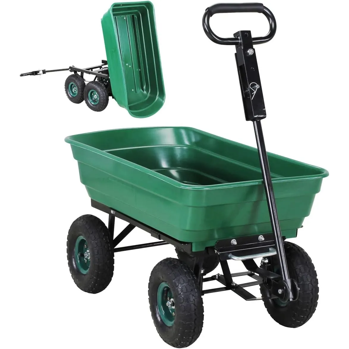 Miweba Bollerwagen Dumper | 𝟑𝟎𝟎 kg Traglast | Luftreifen (Grün)