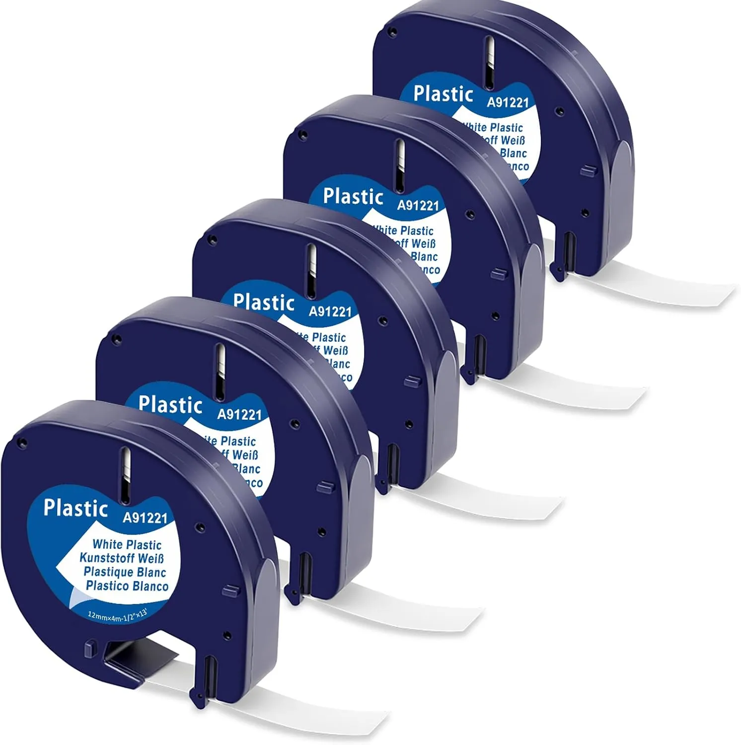 MarkField Kompatibel mit Dymo Letratag Etikettenband 12mm x 4m, Kompatibel mit Dymo Etikettenband Kunststoff White Schriftband für LT-100H LT-100T 200B XR XM, Schwarz auf Weiß