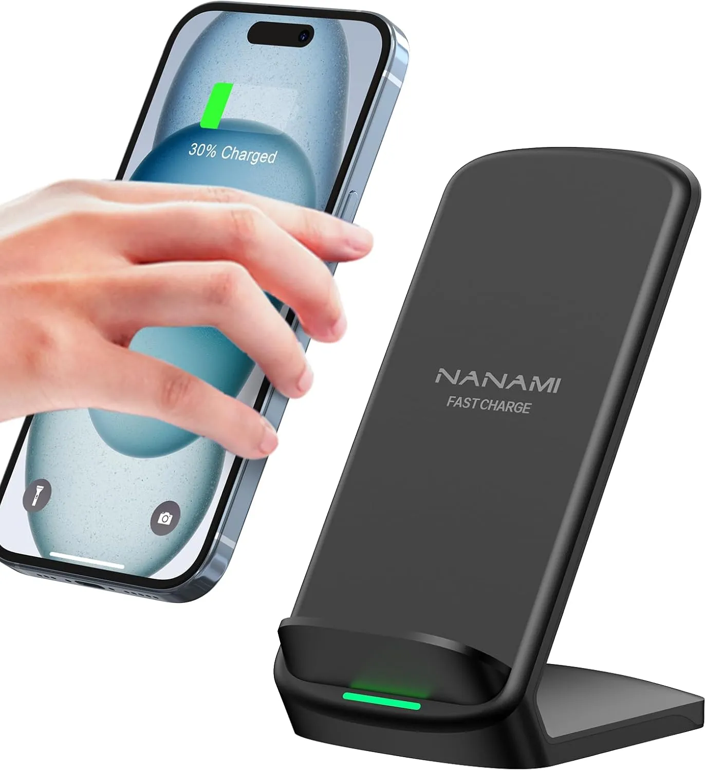 NANAMI Fast Wireless Charger, 15W Induktive Ladestation für Samsung Galaxy S26/S25/S24/S23/S22/S22+/S21/S20/S10/S9/S8/S…