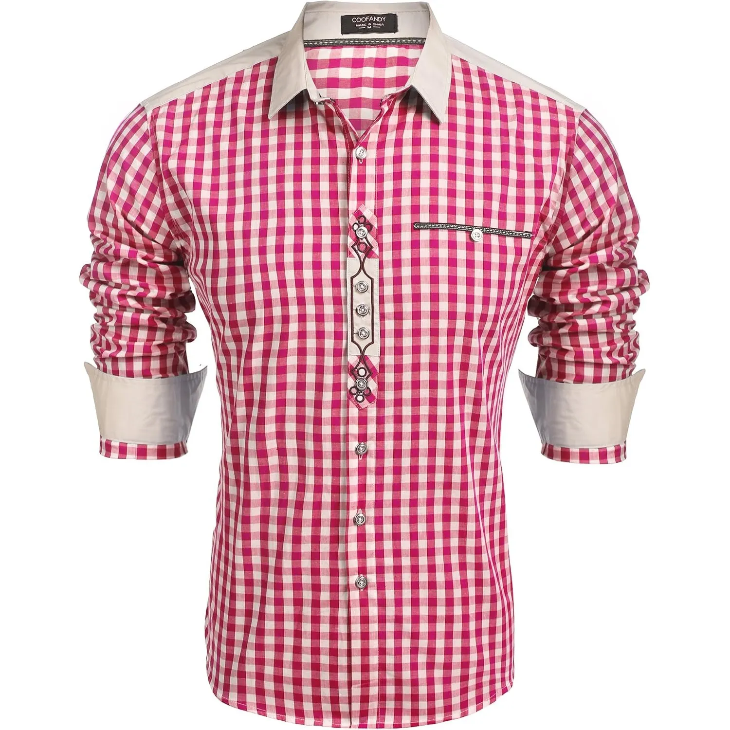 COOFANDY Hemd Herren Langarm Trachtenhemd Kariertes Oktoberfest Hemd Freizeithemd Karohemden Herrenhemden mit Baumwolle…
