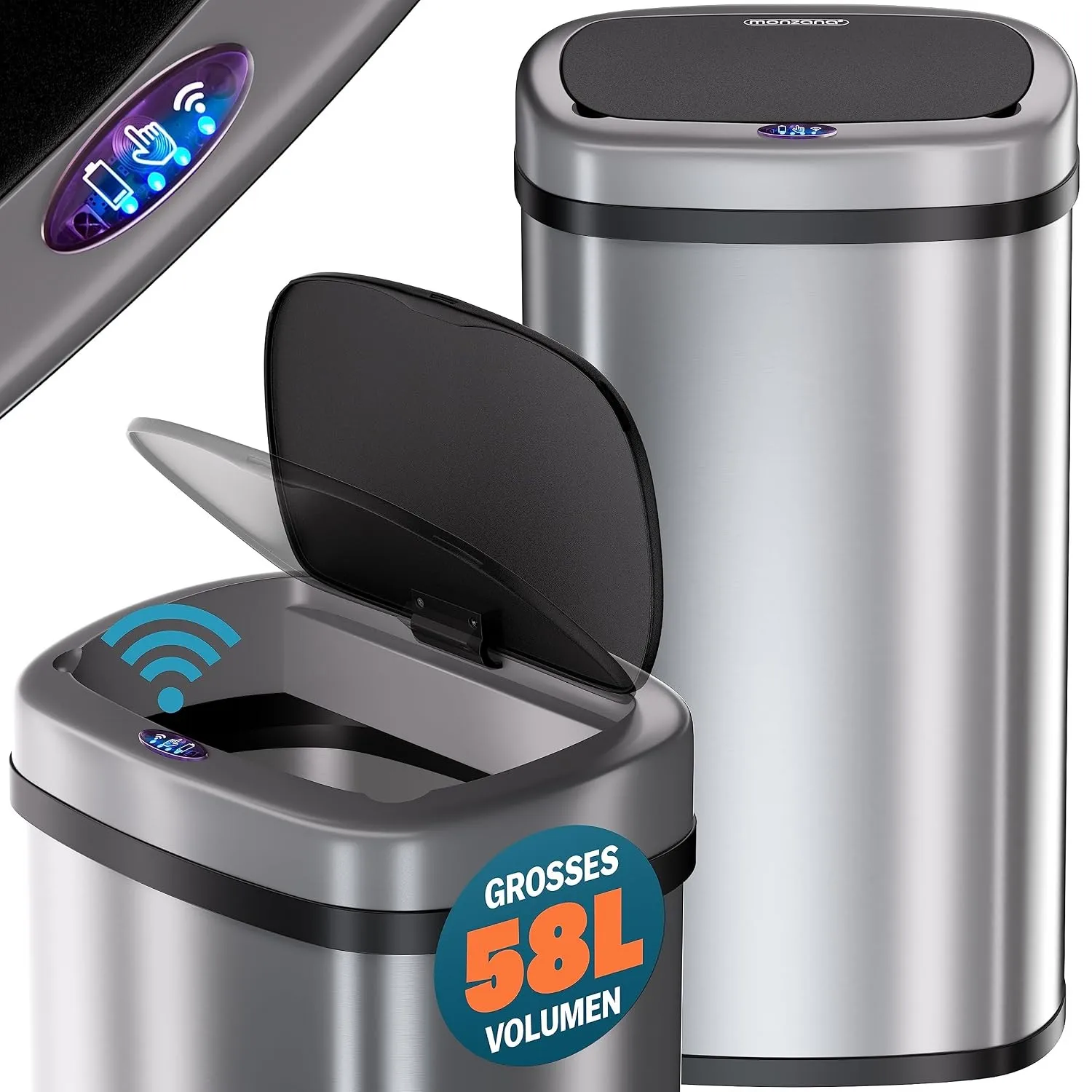 Monzana Sensor Mülleimer Küche Silber