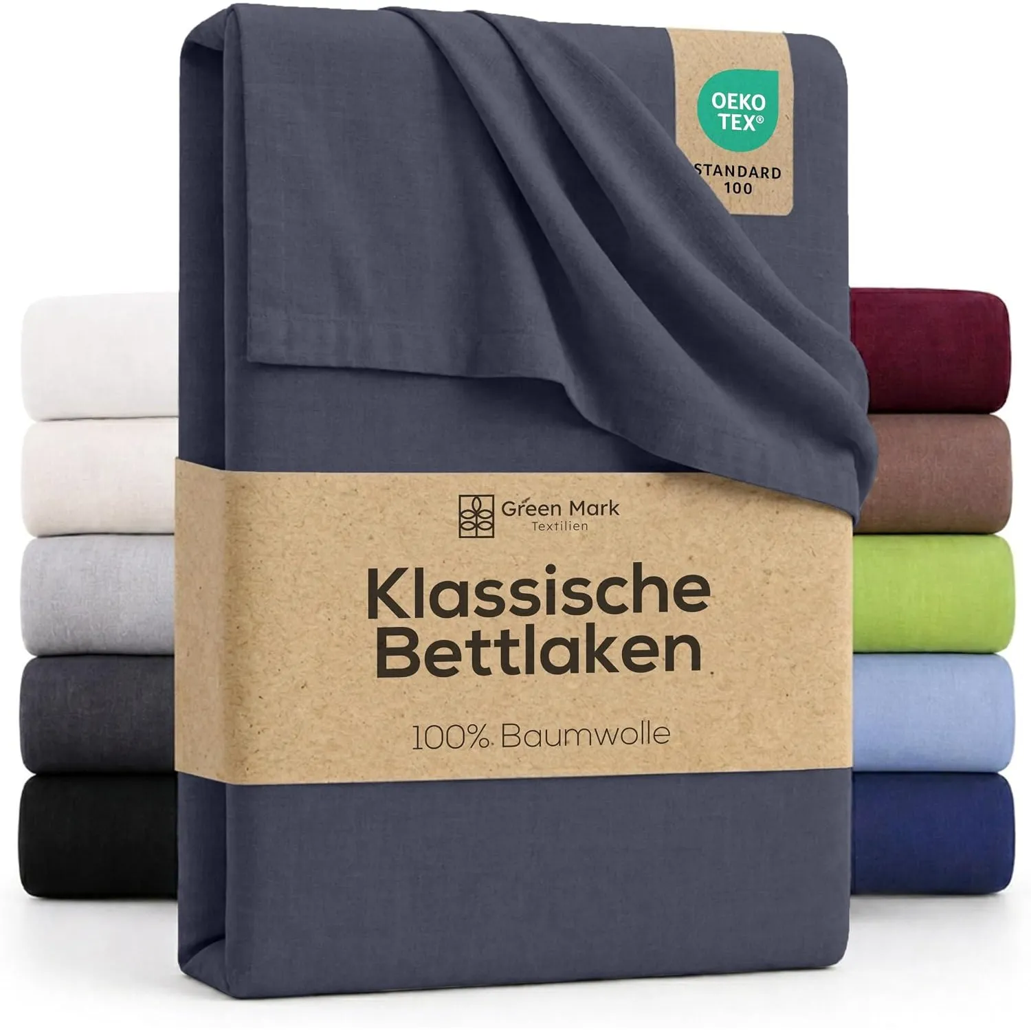 GREEN MARK Textilien Klassische Bettlaken – Flaches Laken aus 100% Baumwolle, ohne Gummi, hautfreundlich, pflegeleicht,…