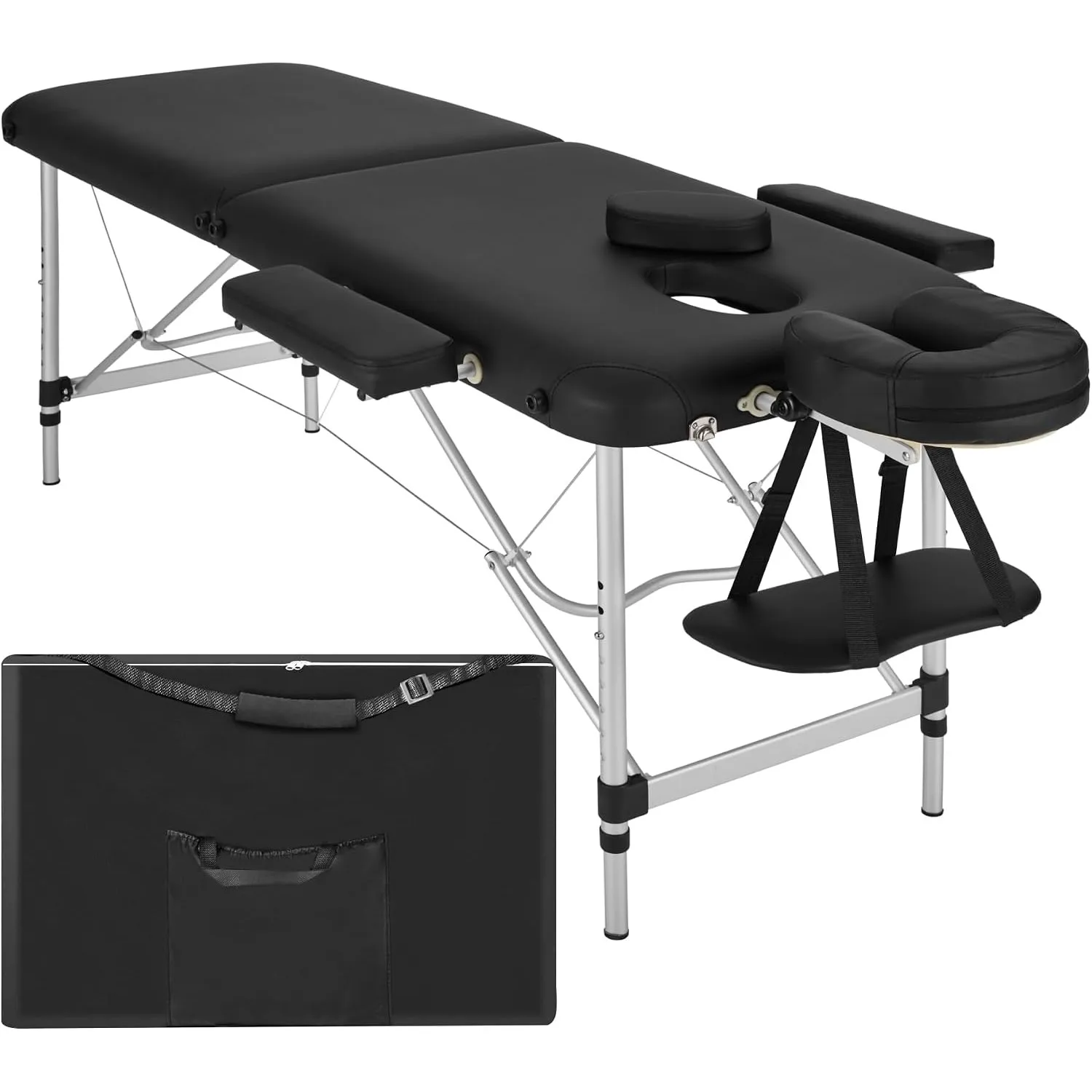 tectake Massageliege 2 Zonen, Massagetisch, Massageliege klappbar, höhenverstellbare Aluminium Massageliege, Portable M…