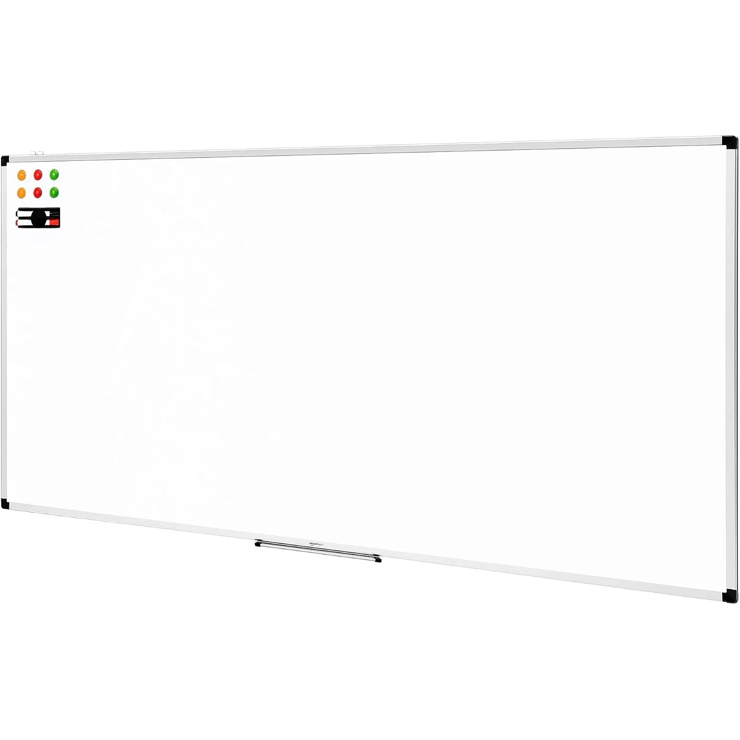 Amazon Basics Magnet-Whiteboard mit Aluminiumrahmen, Stifthalter, 6 Magneten, 1 Radiergummi und 2 Markern für Büro und …