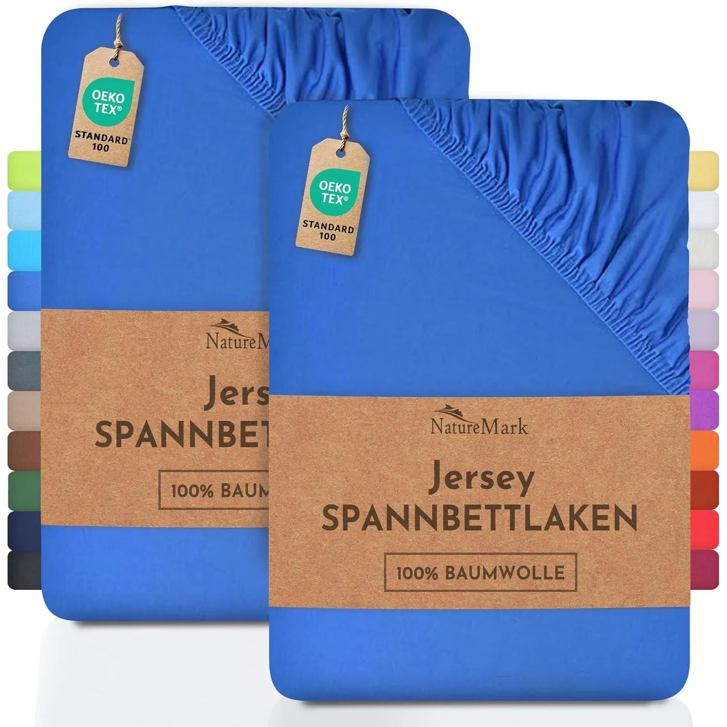 NatureMark 2er Pack Kinder Jersey Spannbettlaken, Spannbetttuch 100% Baumwolle in vielen Größen und Farben MARKENQUALIT…