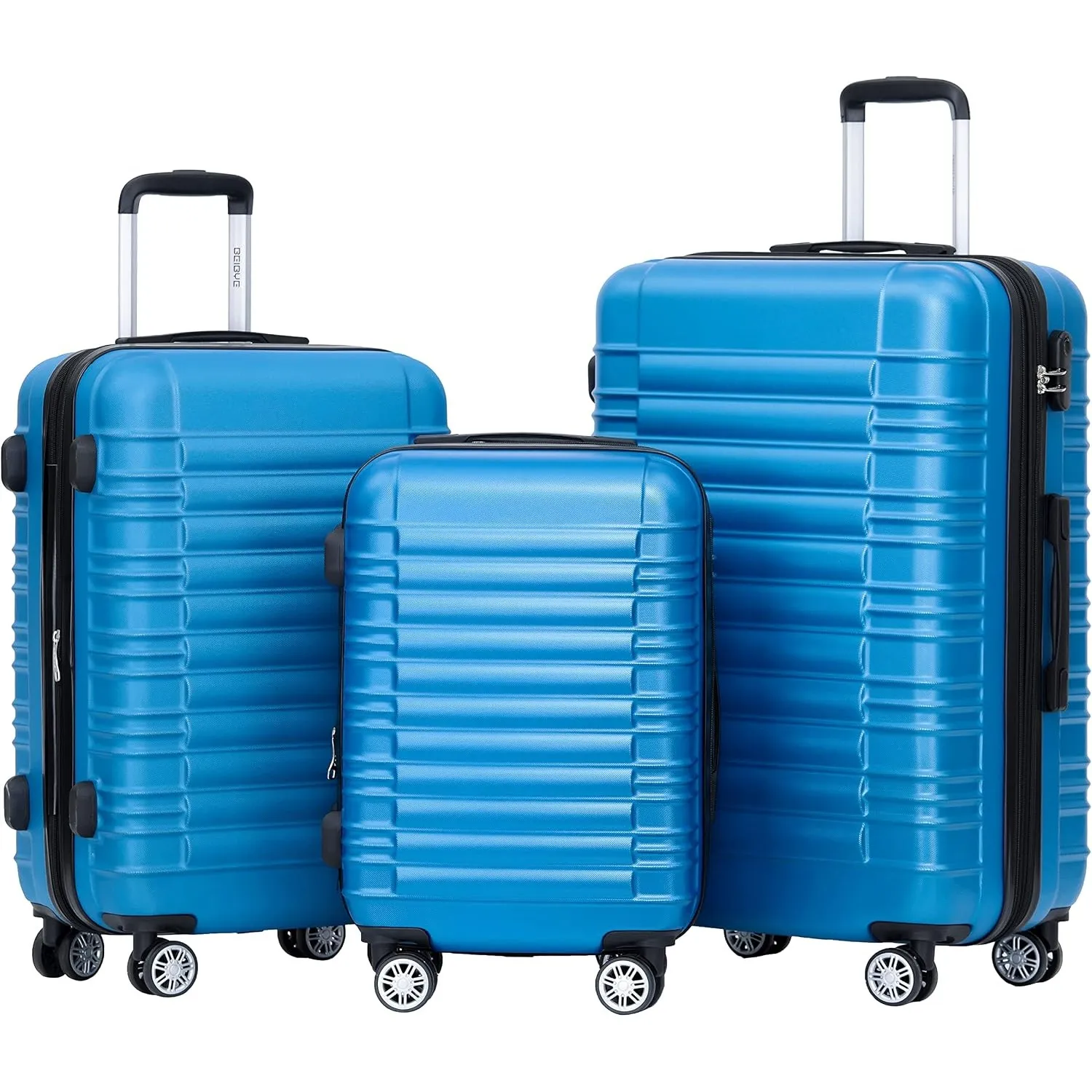 BEIBYE Hartschalen Koffer Trolley Rollkoffer Reisekoffer Zwillingsrollen Kofferset (Türkis, Set)