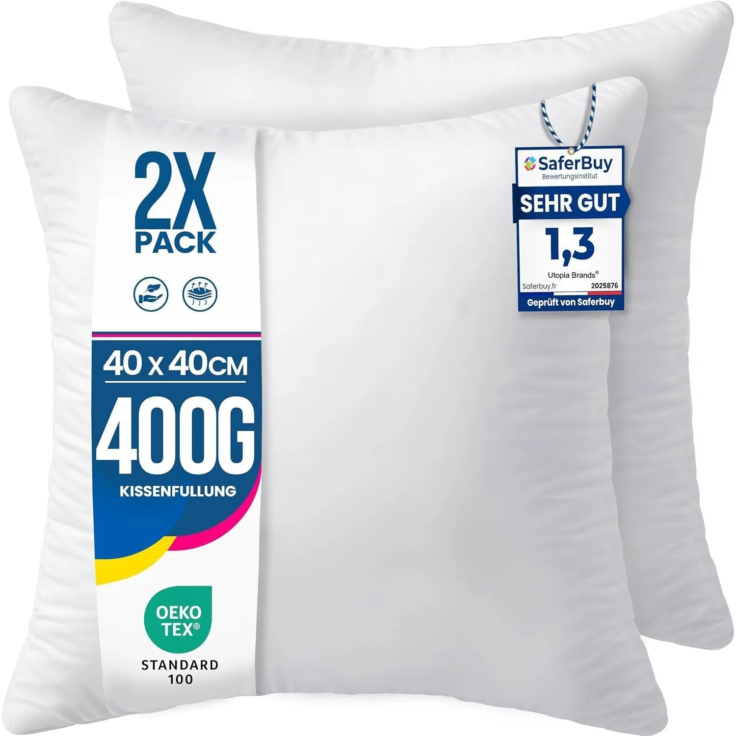 Utopia Bedding Kissenfüllung 40x40 2er Set Innenkissen Kissen Sofakissen