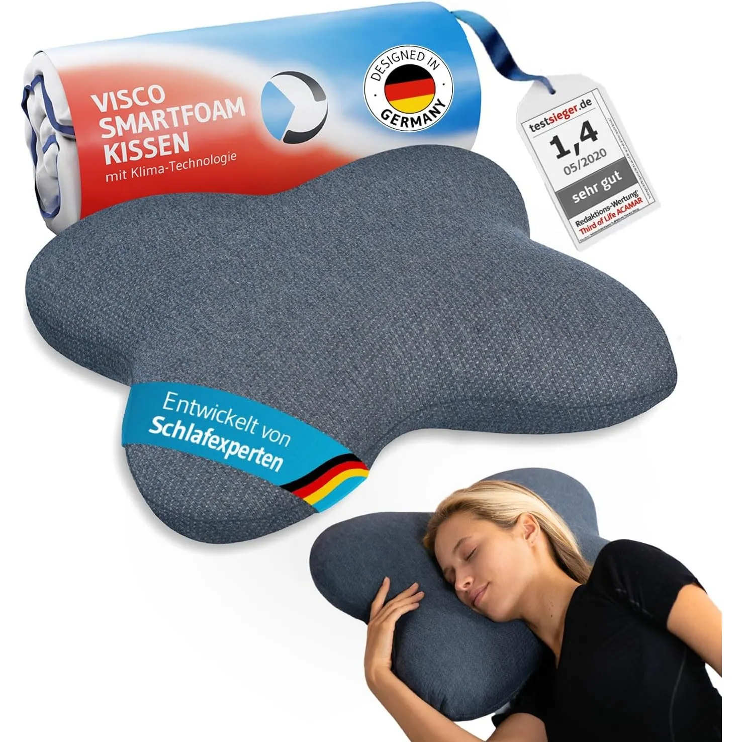 Nackenkissen ACAMAR Quickdry, Ergonomisches Seitenschläfer-Kissen