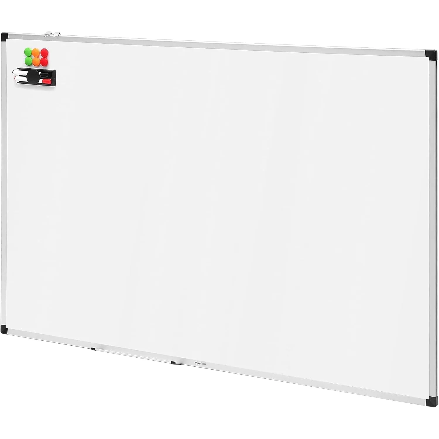 Amazon Basics Magnet-Whiteboard mit Aluminiumrahmen, Stifthalter, 6 Magneten, 1 Radiergummi und 2 Markern für Büro und …