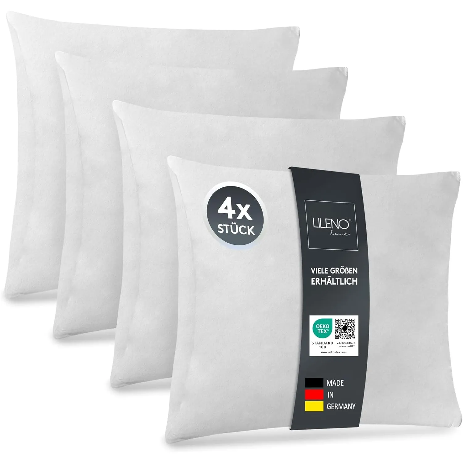 LILENO HOME Kissenfüllung (4er Set) | Pralle Füllung für Couchkissen & Dekokissen 50x50 | Wolkenweiches Sofa Pillow & S…