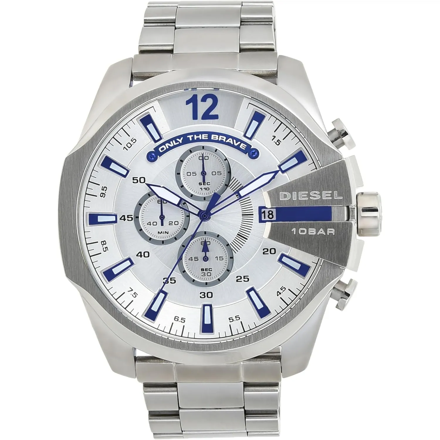 Diesel Mega Chief Uhr für Herren, Chronographenwerk mit Edelstahlarmband