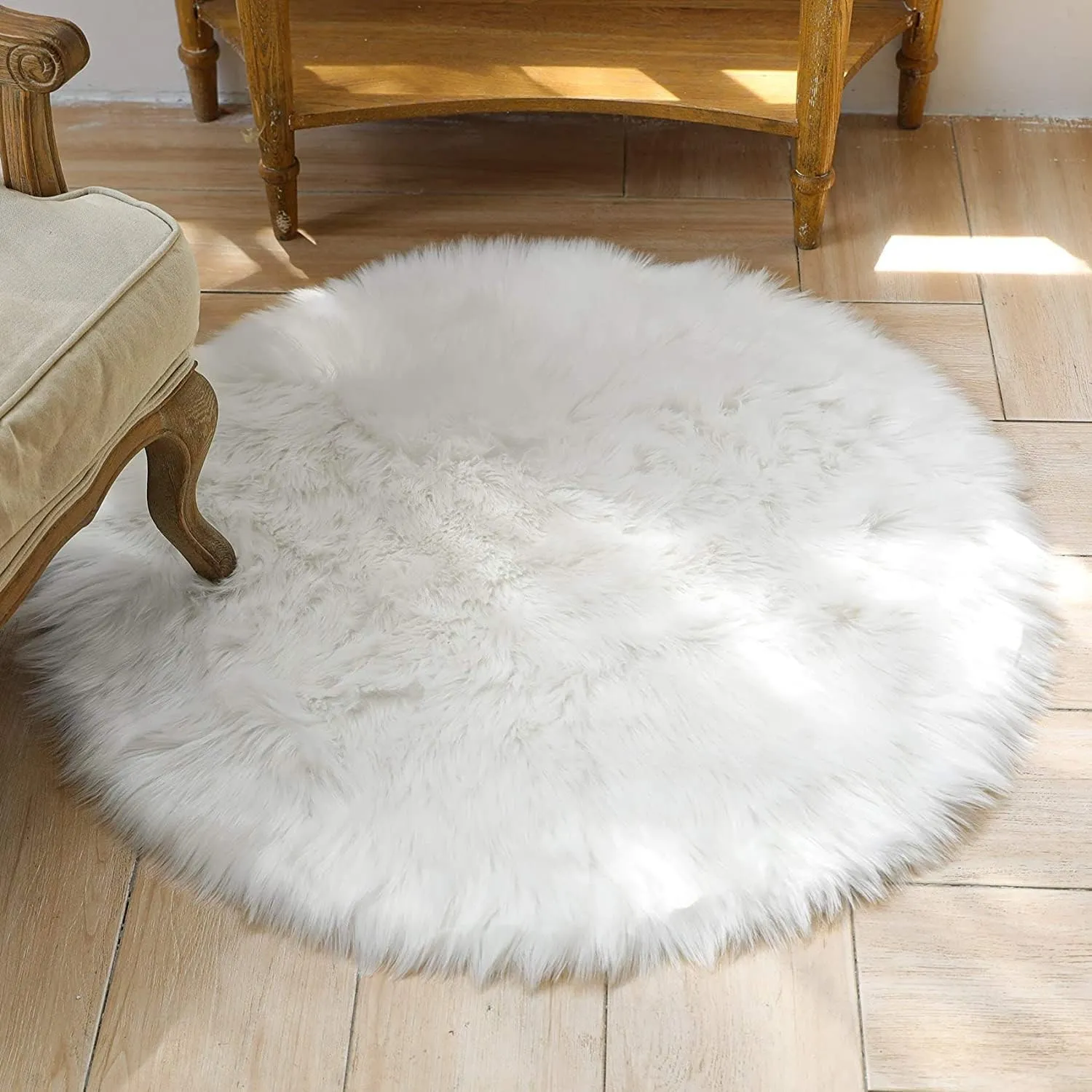 HEQUN Faux Lammfell Schaffell Teppich, Lammfellimitat Teppich Longhair Fell Optik Nachahmung Wolle Bettvorleger Sofa Ma…