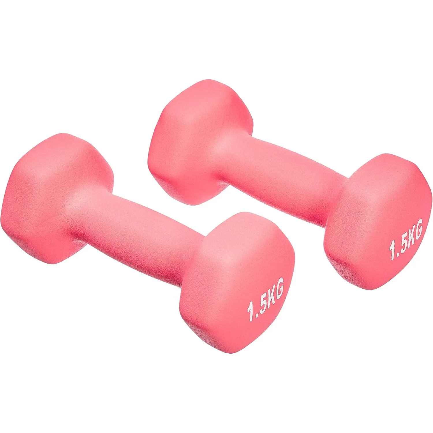 Amazon Basics Neopren Hanteln Gewichte, Hantelset, 2er-Set, 1–5kg, Sechseckig, für Krafttraining und Fitnesskurse