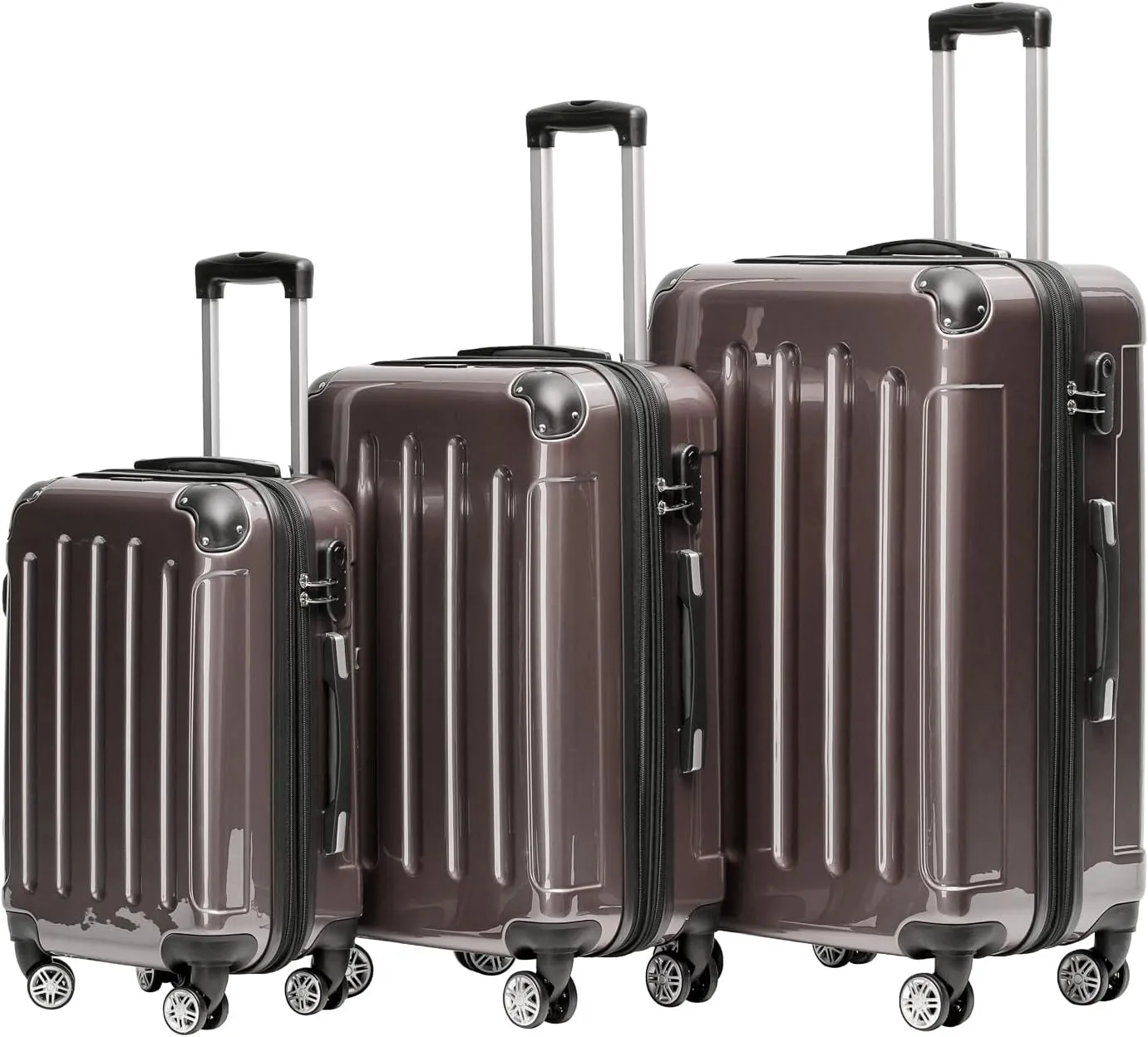 Beibye 2048 Hard Shell Trolley Suitcase with Twin Rollers in a Set with Sizes M, L, XL, Available in 15 Colours PC, cof…