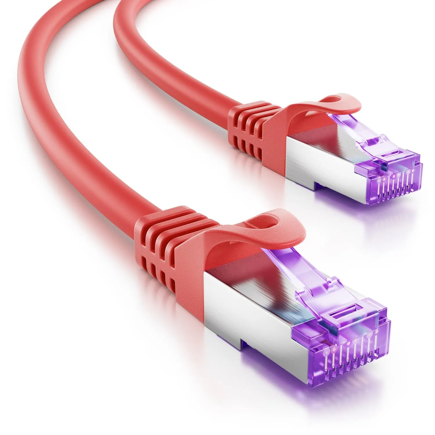 deleyCON 10m CAT7 Netzwerkkabel RJ45 10 Gigabit SFTP PiMF - Rot