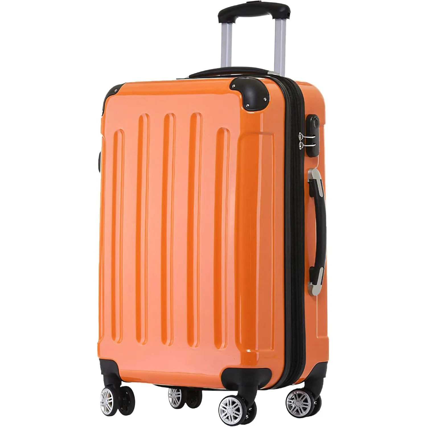 BEIBYE Hartschalen Koffer Trolley Rollkoffer Reisekoffer 4 Zwillingsrollen Polycabonat (Orangen, 76cm -110L)