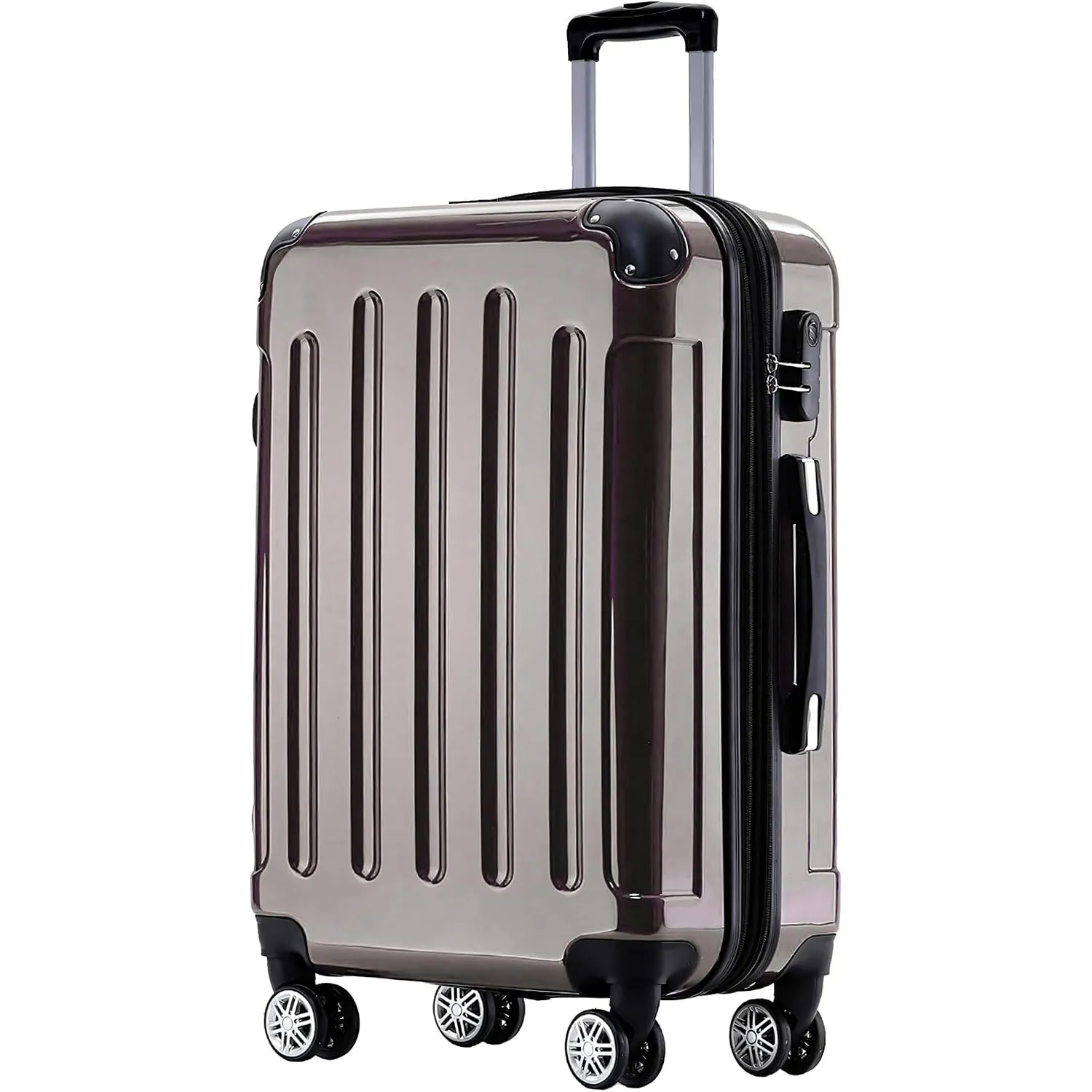 BEIBYE Hartschalen Koffer Trolley Rollkoffer Reisekoffer 4 Zwillingsrollen Polycabonat (Coffee, 76cm -110L)