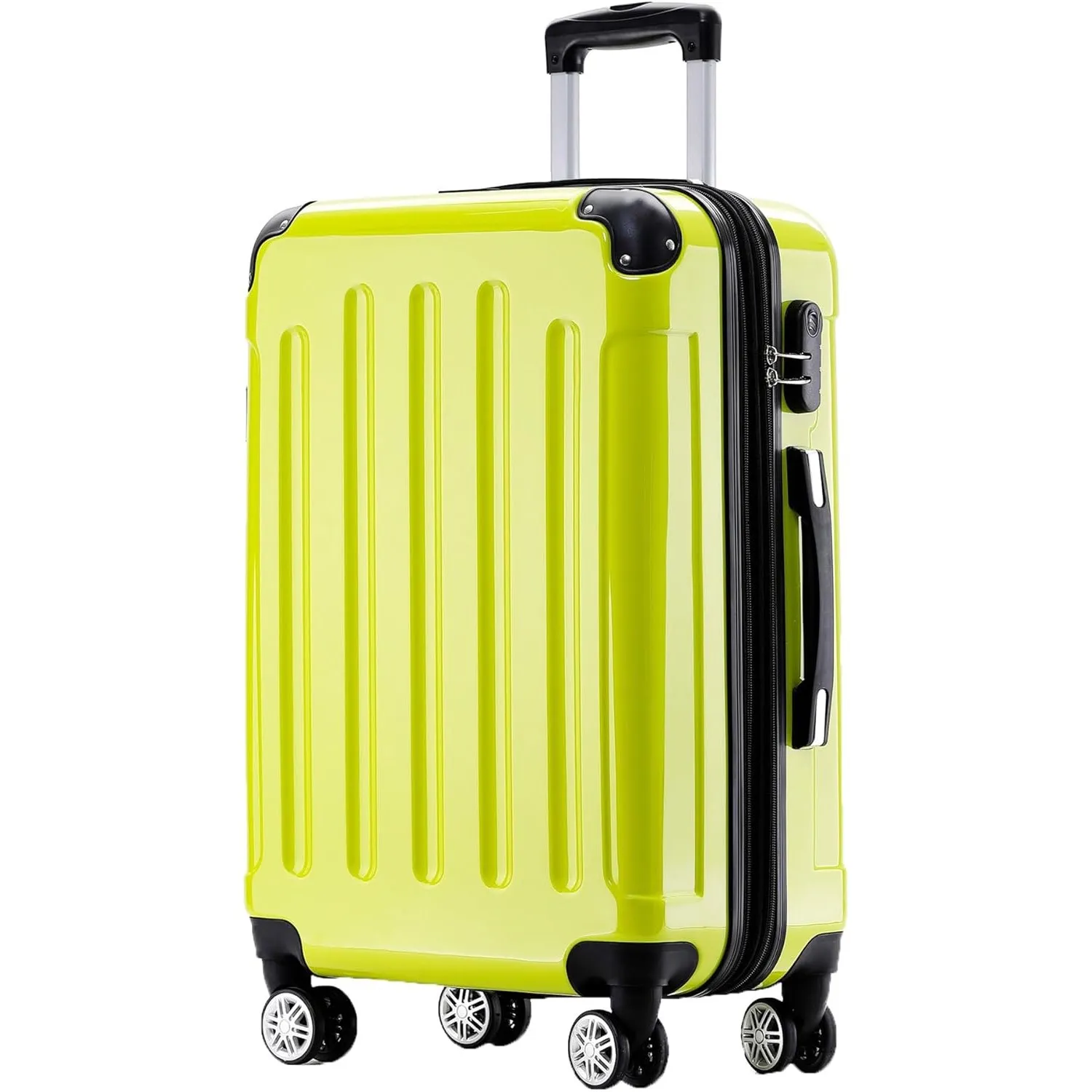 BEIBYE Hartschalen Koffer Trolley Rollkoffer Reisekoffer 4 Zwillingsrollen Polycabonat (Grün, 76cm -110L)