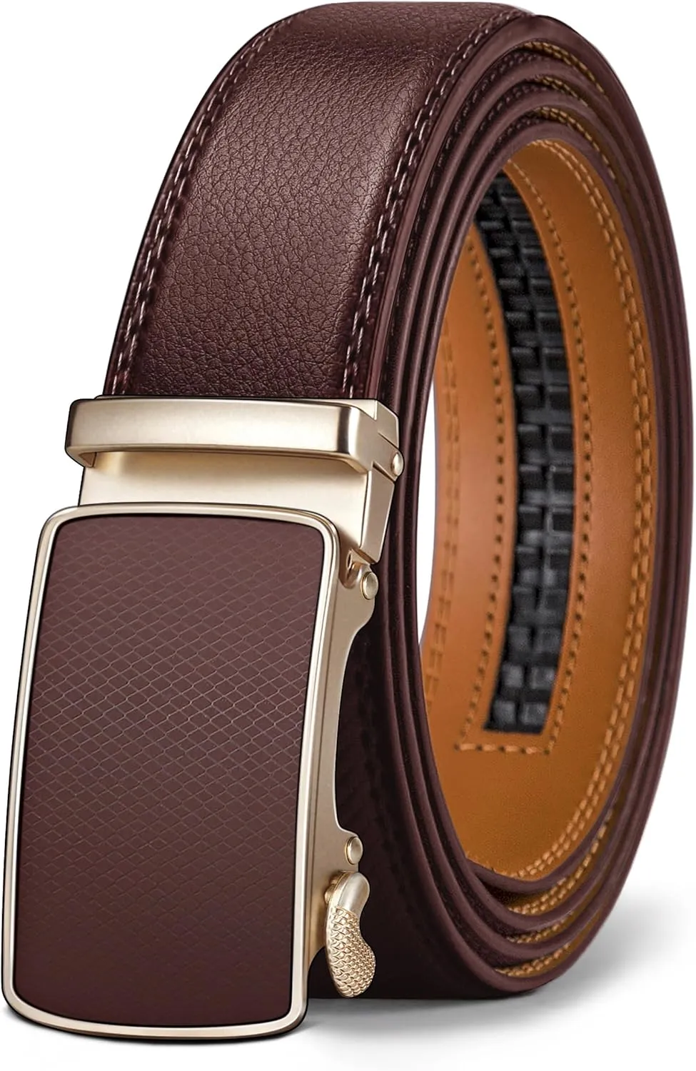BULLIANT Gürtel Herren, Gürtel Ratsche Ledergürtel Automatikschließe für Herren Anzug Business Kleidung,Breit 35mm,Größ…
