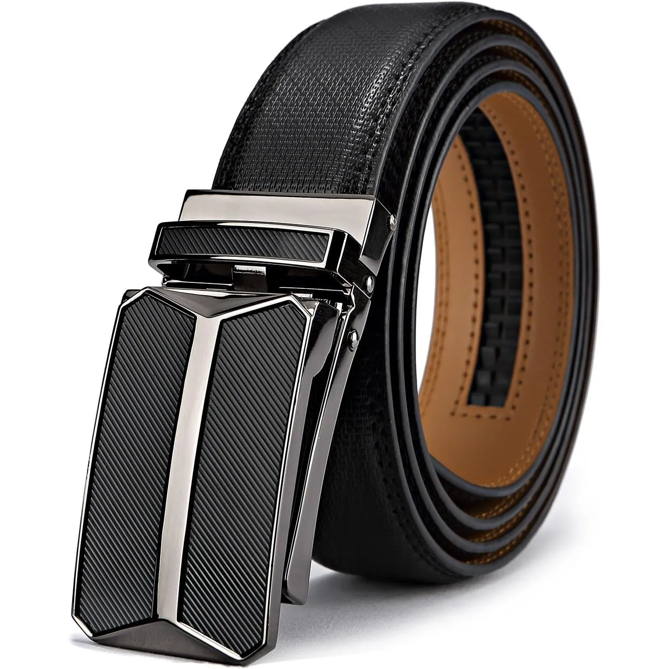 BULLIANT Gürtel Herren, Gürtel Ratsche Ledergürtel 35mm,Größe Angepasst