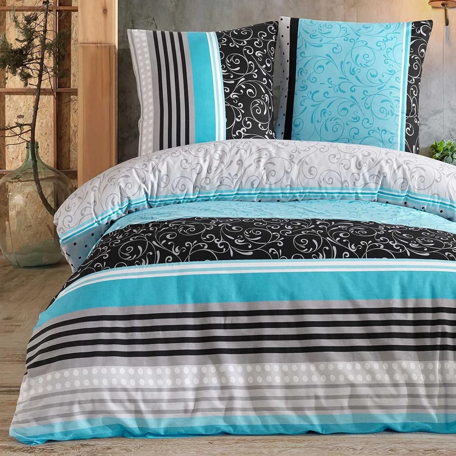 Buymax Bettwäsche 200x220 cm – Bettwäsche Set 3-teilig 200 x 220 cm, Renforcé 100% Baumwolle, Bettbezug mit 2 Kissenbez…