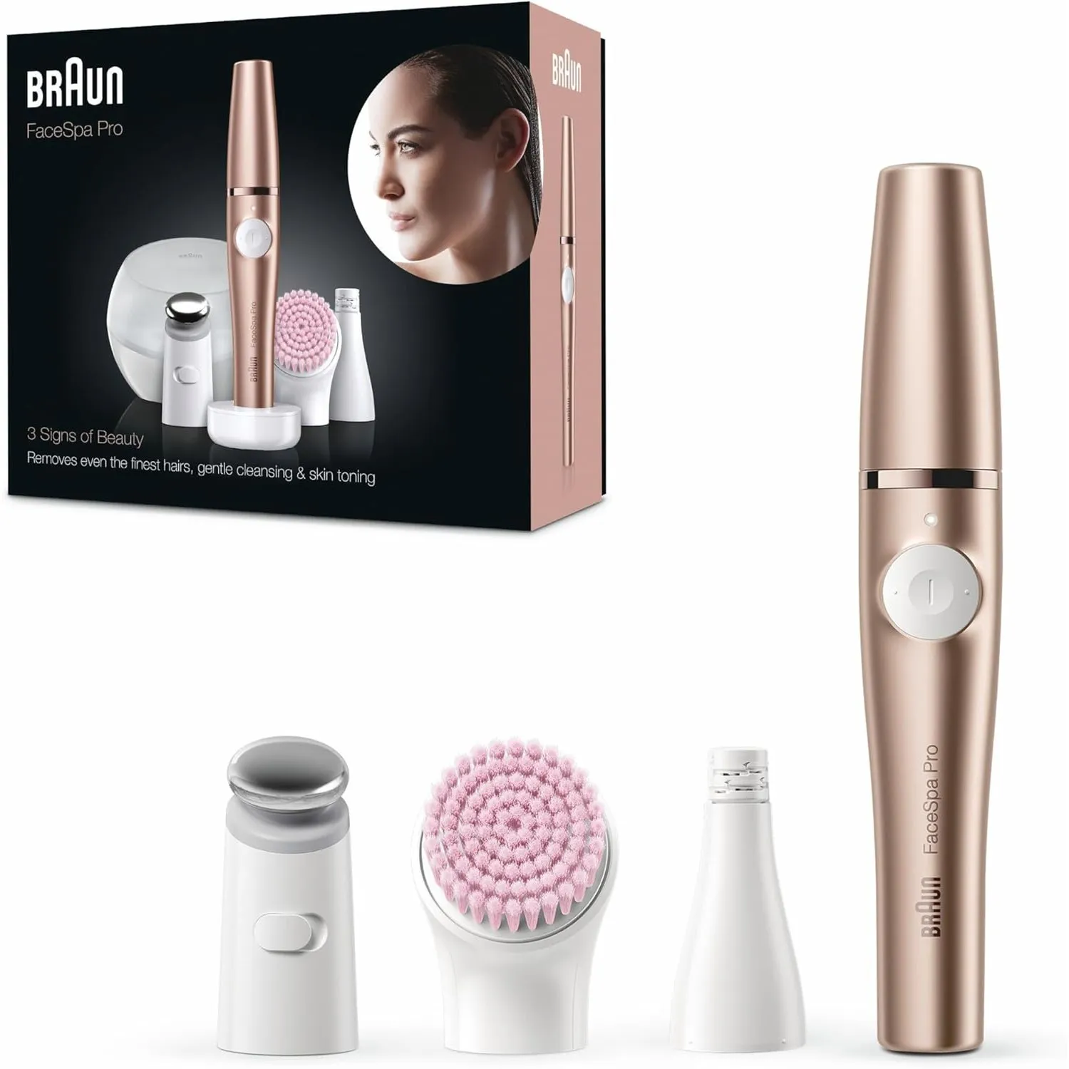 Braun Gesichtsepilierer Damen FaceSpa Pro, Beauty Set, SE921, Bronze