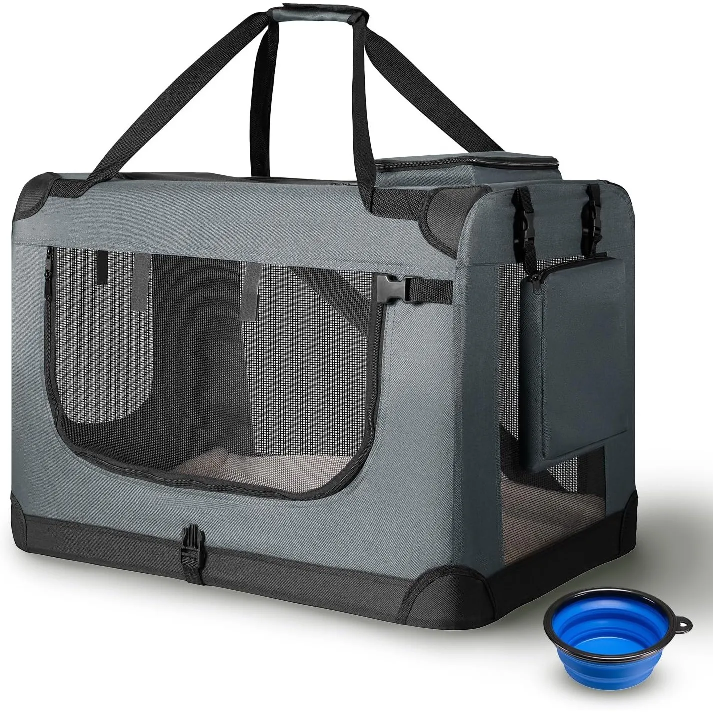Juskys Hundetransportbox Lassie S faltbar & tragbar 34x50x36 cm mit Decke, Tasche & Griffen - Faltbare Transportbox für…