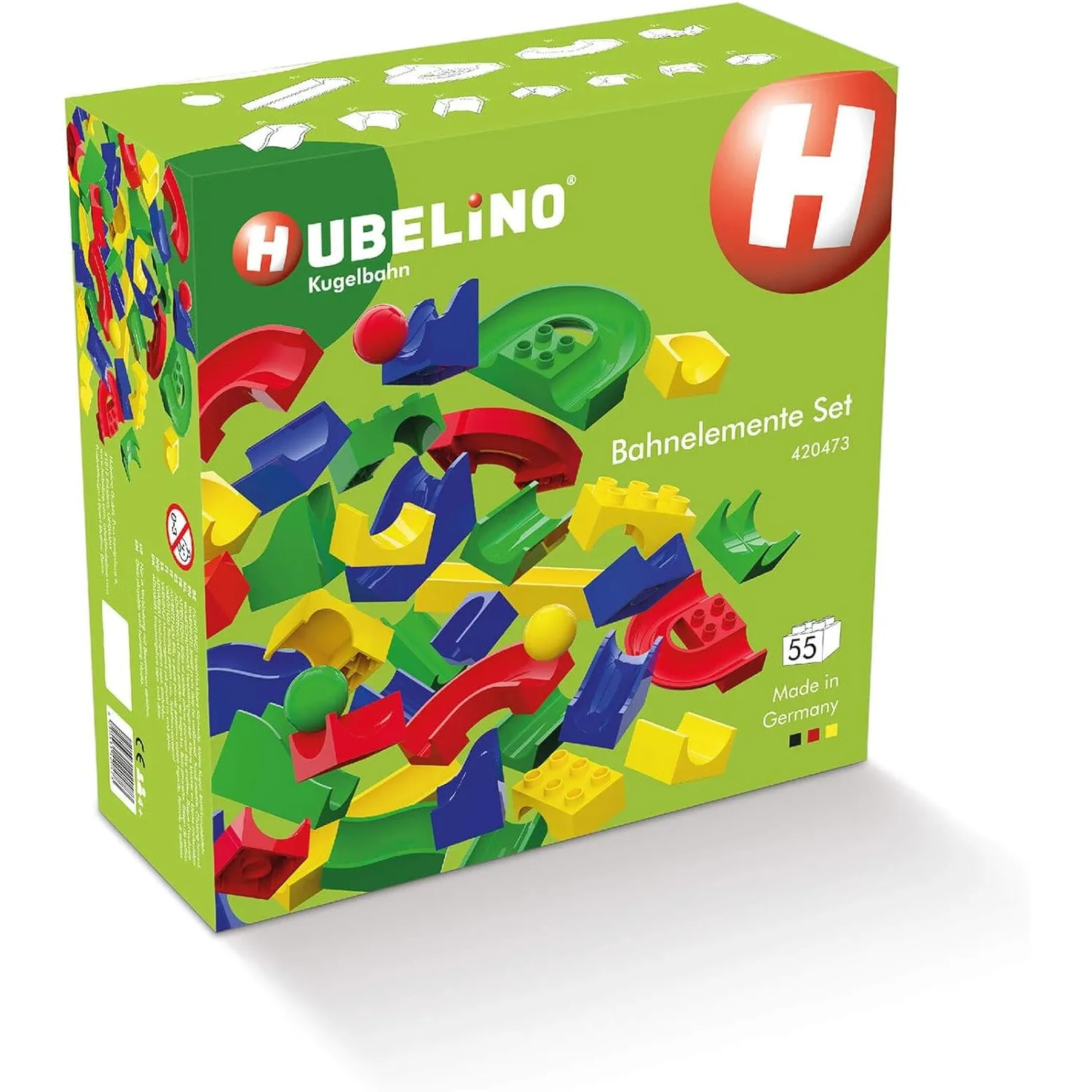 Hubelino GmbH 420473 55-Teiliges Bahnelemente Set Kugelbahn