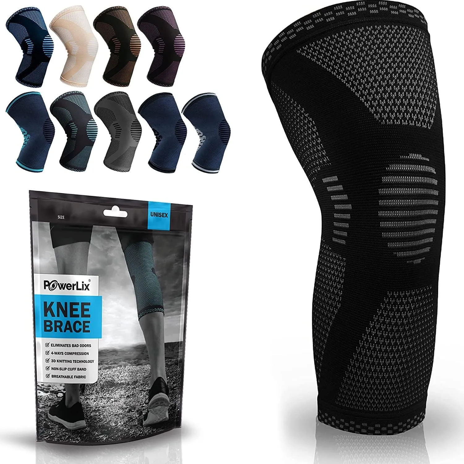 POWERLIX Athletics Kniebandage, Kompressionsbandage für Laufen, Joggen, Sport, Basketball, Gelenkschmerzen, Arthritis u…