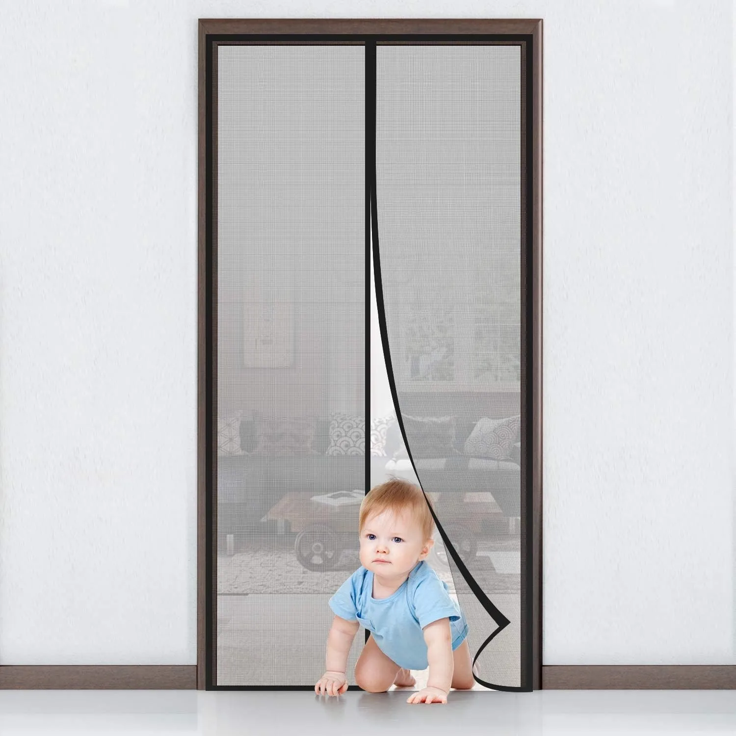 MYCARBON Fliegengitter Tür Magnet Insektenschutz Balkontür Fliegenvorhang | 90x210cm Klebmontage ohne Bohren - Vorhang …