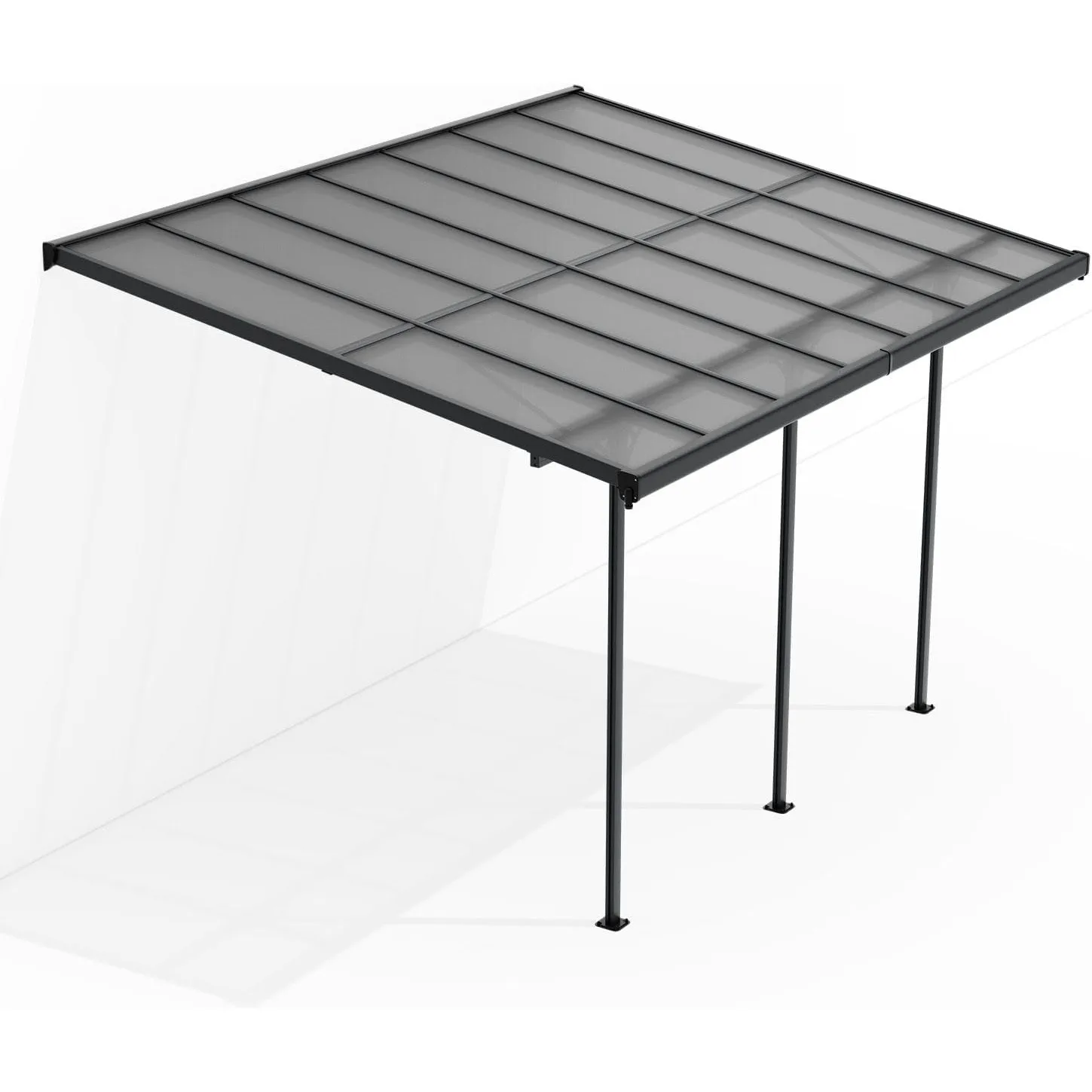 Juskys® Terrassenüberdachung Borneo 4x3 m — Sonnenschutz aus Aluminium mit transparenten Doppelstegplatten — Terrassend…