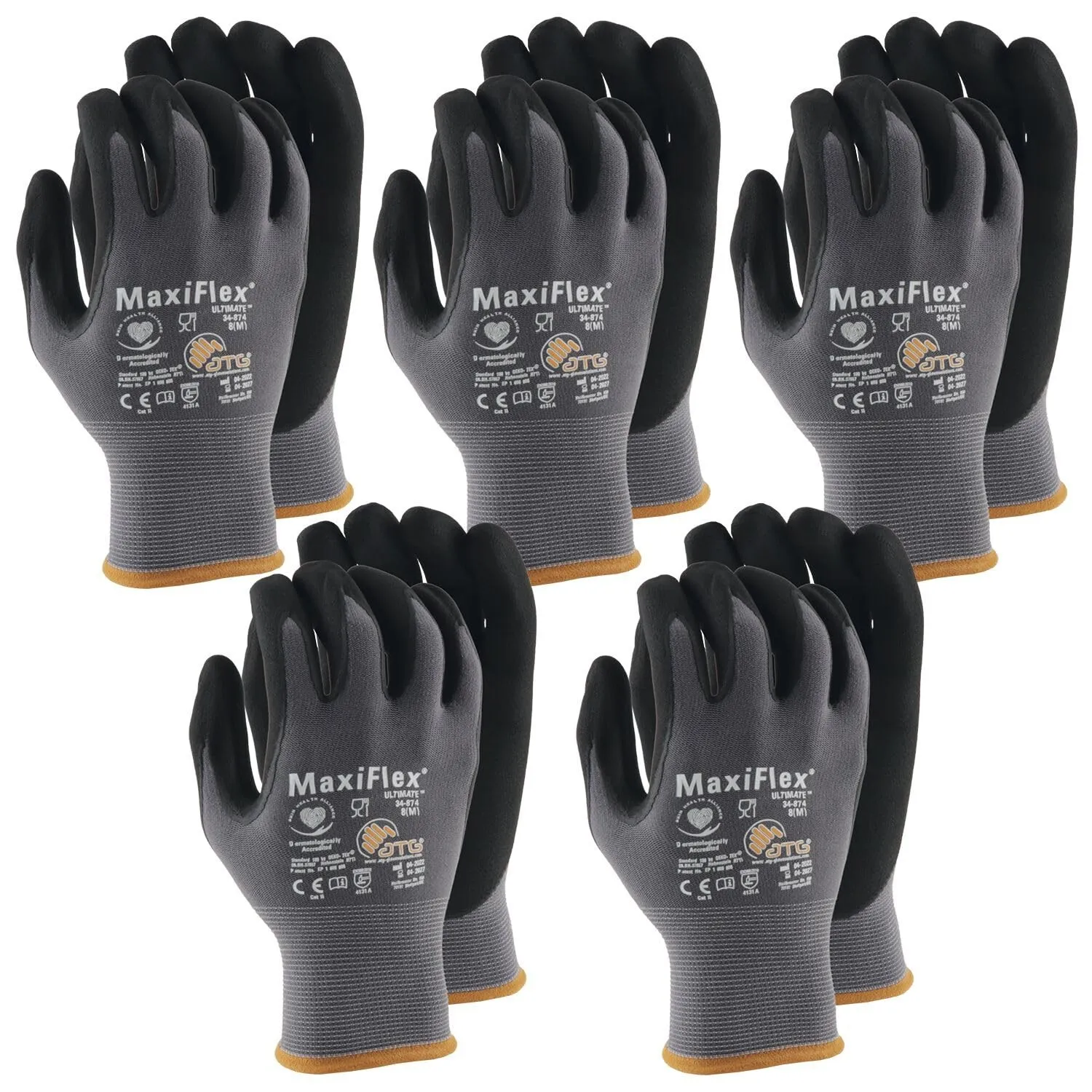 ATG Schutzhandschuh Maxiflex®Ultimate 34-874 Größe 8, schwarz EN388, Kategorie II Inhalt: 5 Paar
