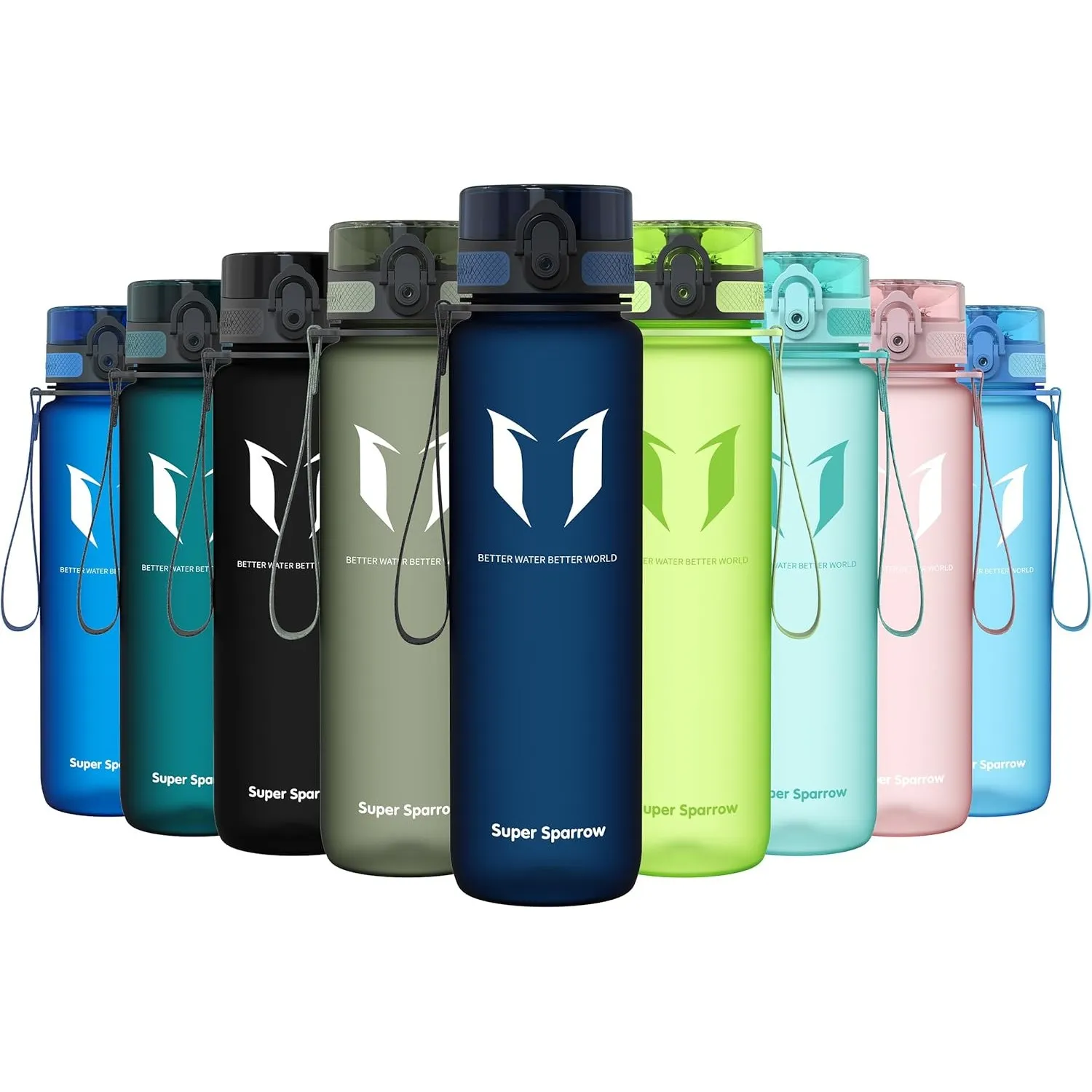 Sparrow Trinkflasche 500ml/750ml/1L - BPA-frei Tritan Wasserflasche 1-Klick