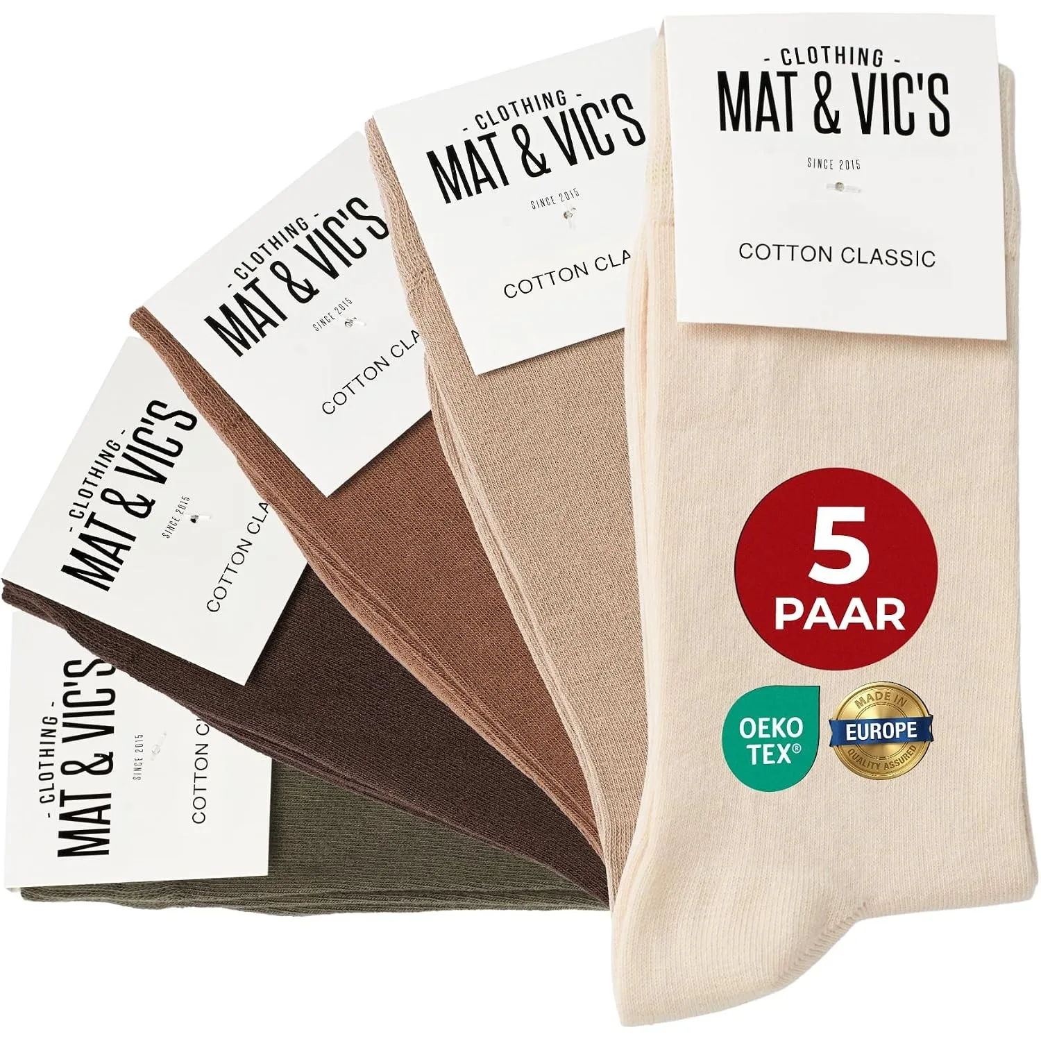 Mat & Vic's Socken, Made in Europe, 10 Paar, 35-38, 39-42, 43-46, 47-50 | Herrensocken & Damensocken, gekämmte Baumwoll…