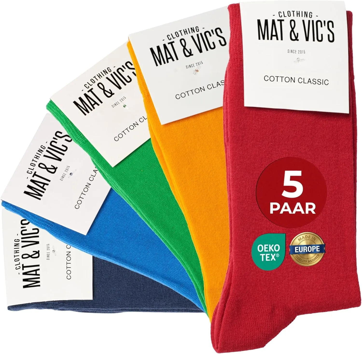 Mat & Vic's Socken Herren 43-46 Baumwolle – OEKO-TEX 100, Made in Europe – Socken Damen 39-42 Baumwolle – Herrensocken …