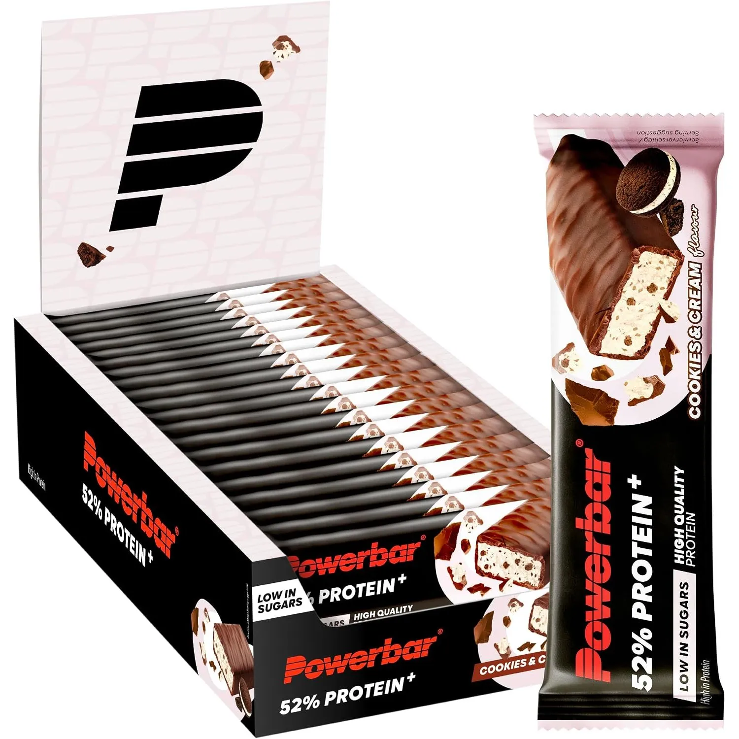 Powerbar - 52% Protein Plus - Cookies&Cream - 20x50g - High Protein Low Sugar Riegel