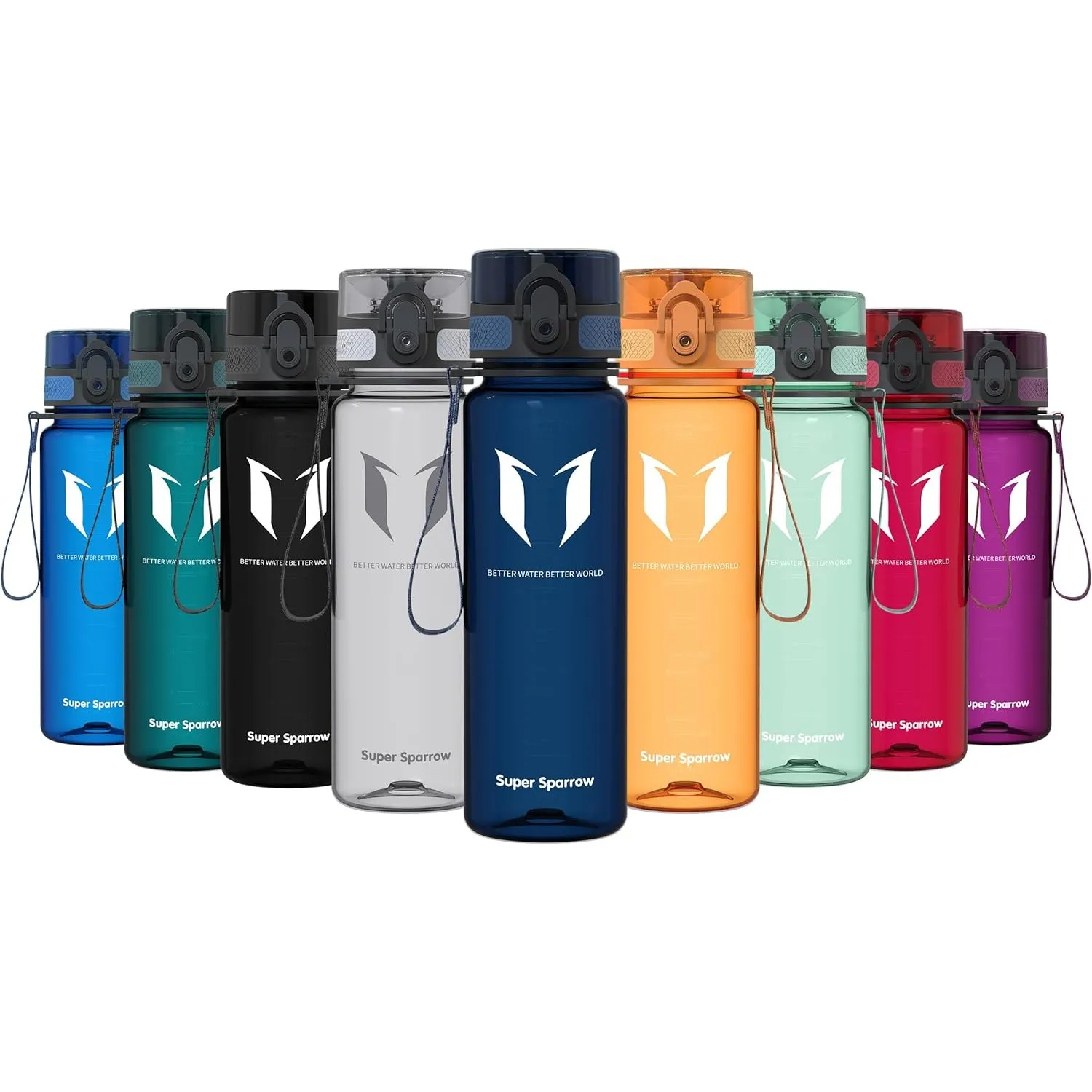 Sparrow Trinkflasche 500ml/750ml/1L - BPA-frei Tritan Wasserflasche 1-Klick