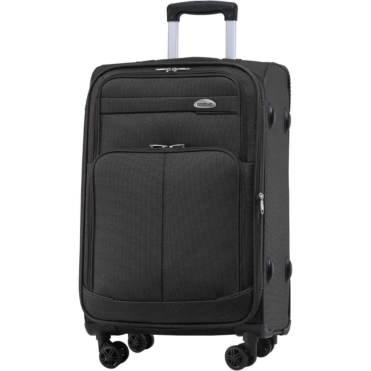BEIBYE Leichter Stoffkoffer Kofferset Trolley Außentaschen Dehungsfuge mehr Stauraum mit Zahlenschloss (Coffee, XL)