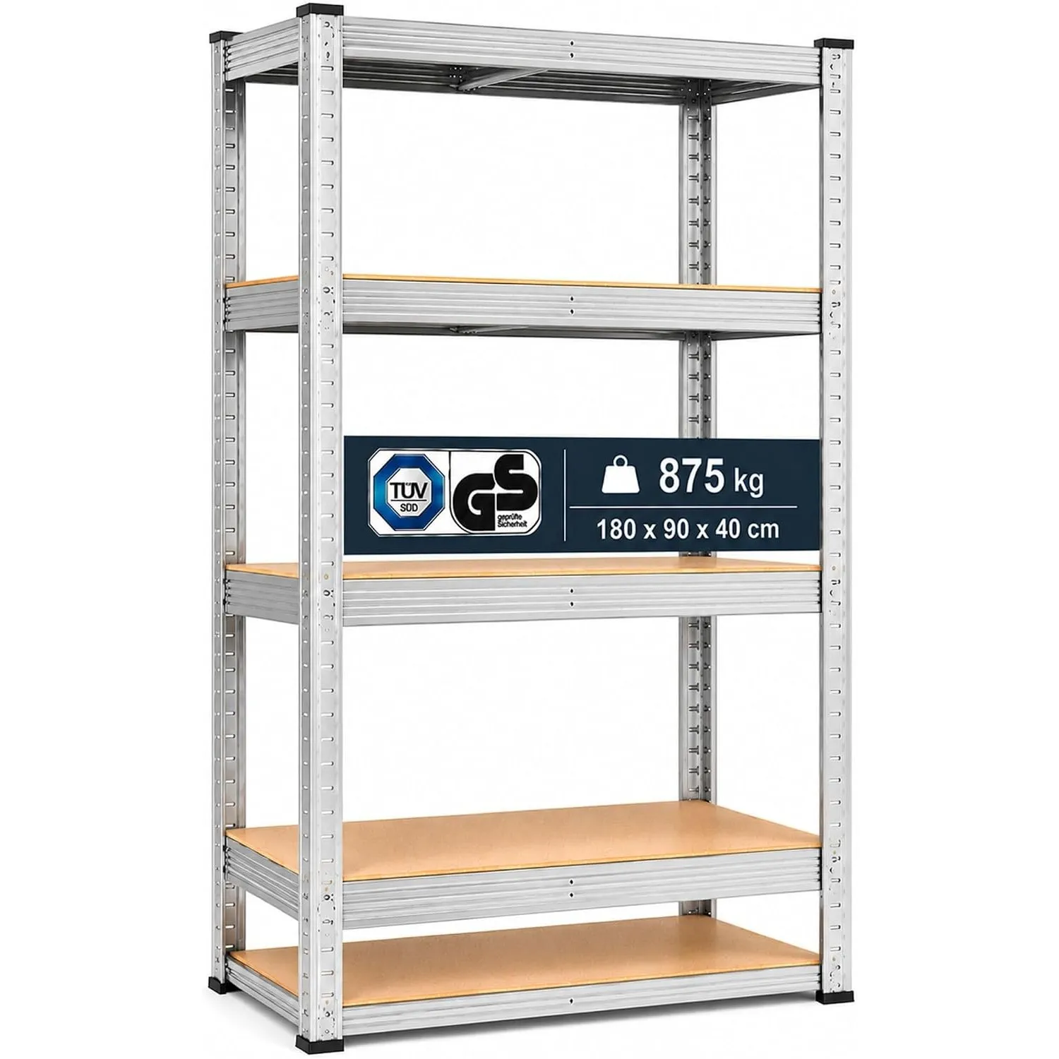 Arebos Schwerlastregal | 180x90x40 cm | 875 kg Tragkraft | Silber | Regal