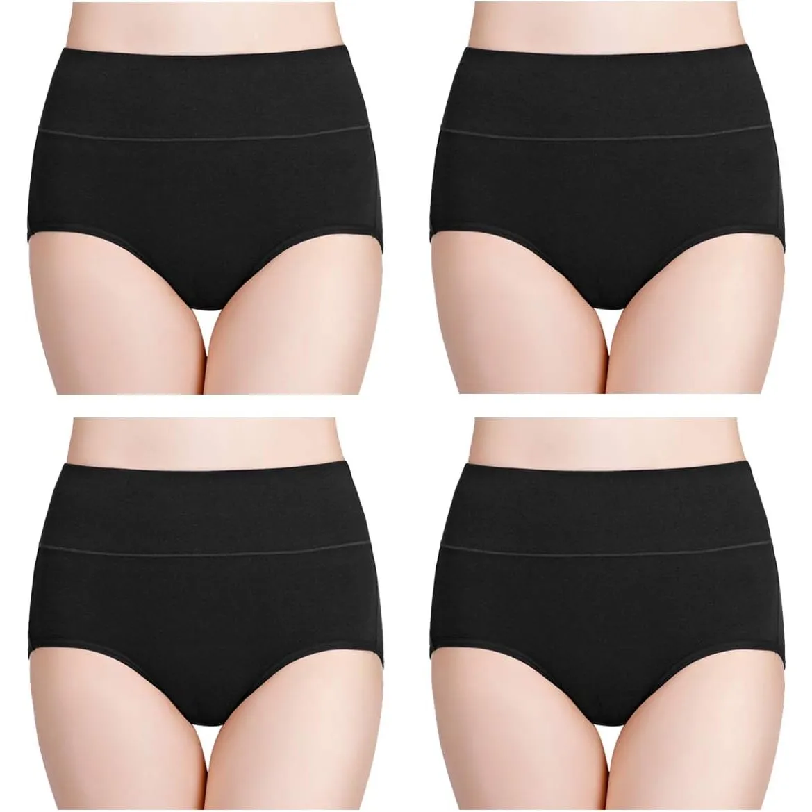 wirarpa Unterhosen Damen Baumwolle Frauen Unterwäsche Hohe Taille Slips Hoher Taillenslip 4er Pack