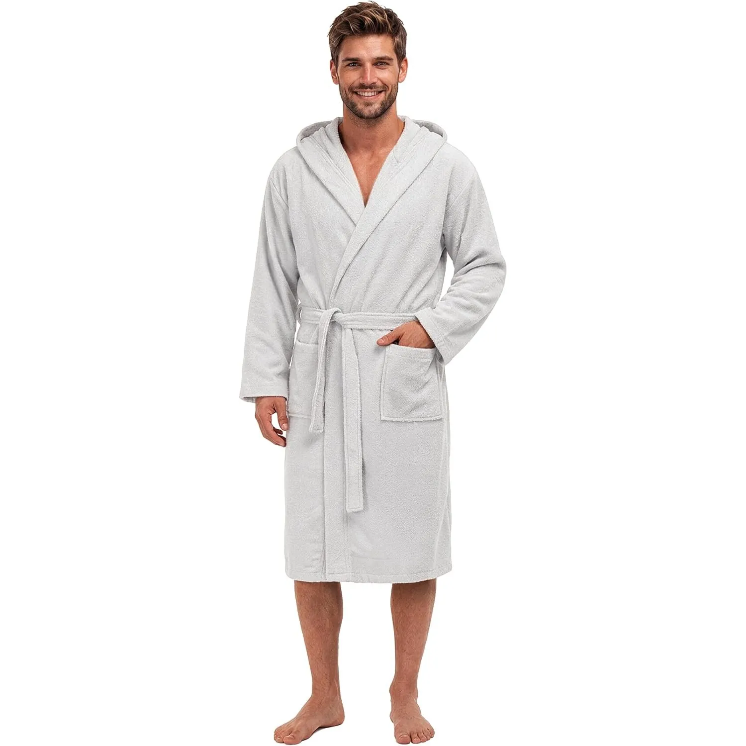 Twinzen - Bademantel Herren Frottee mit Kapuze - 100% Baumwolle