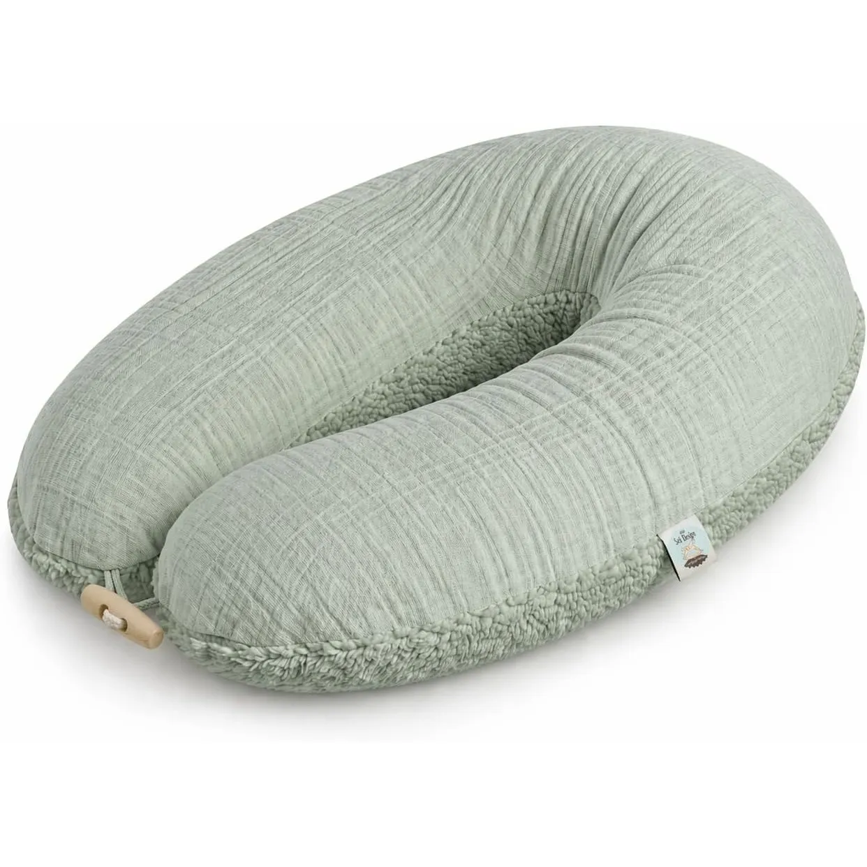 sei Design Stillkissen XXL 190x35 cm Seitenschläferkissen Schwangerschaftskissen Bio-Musselin & Teddyplüsch, Faserbällc…
